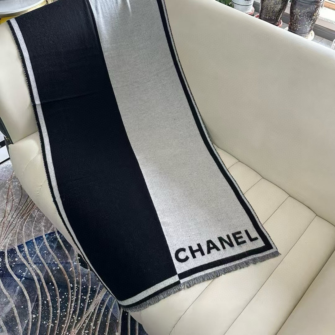 CC Scarf 195 CM In Grey Mix Black Cashmere And Wool 416924