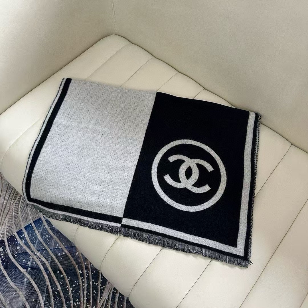 CC Scarf 195 CM In Grey Mix Black Cashmere And Wool 416924