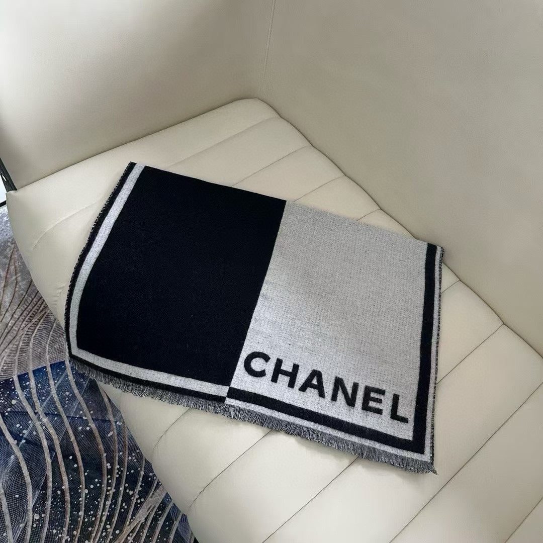 CC Scarf 195 CM In Grey Mix Black Cashmere And Wool 416924