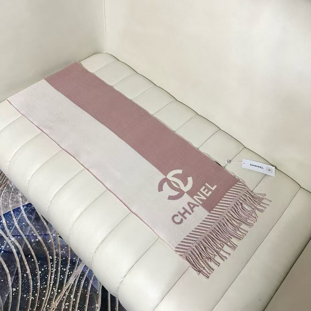 CC Scarf 200 CM In White Mix Pink Wool And Cashmere 418268