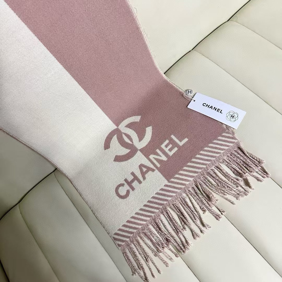 CC Scarf 200 CM In White Mix Pink Wool And Cashmere 418268
