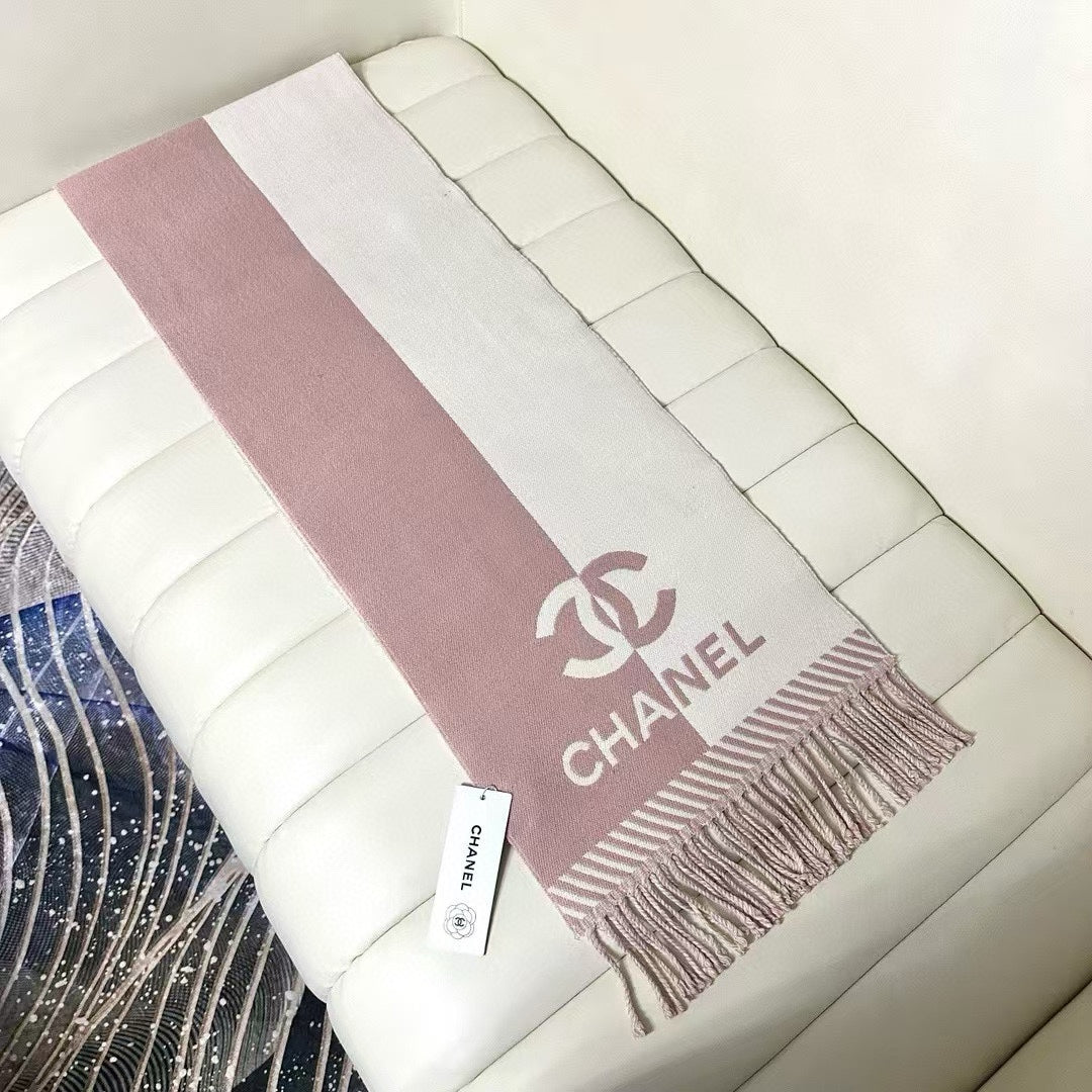 CC Scarf 200 CM In White Mix Pink Wool And Cashmere 418268