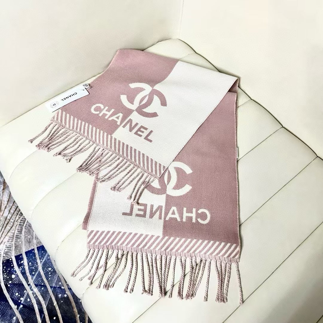CC Scarf 200 CM In White Mix Pink Wool And Cashmere 418268