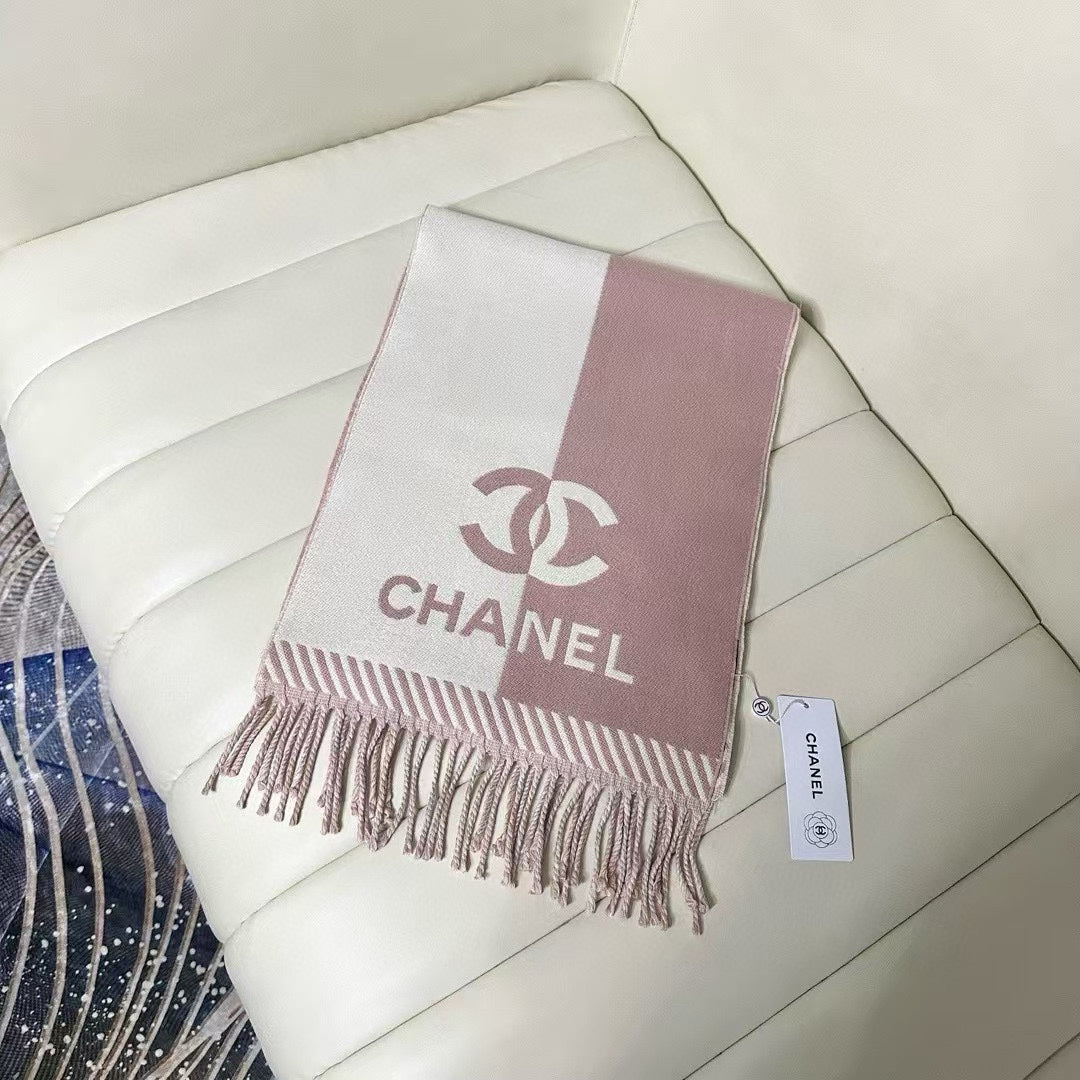 CC Scarf 200 CM In White Mix Pink Wool And Cashmere 418268