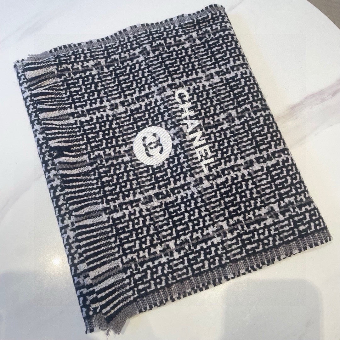 CC Scarf 180 CM Black With White Stripes Wool 422790
