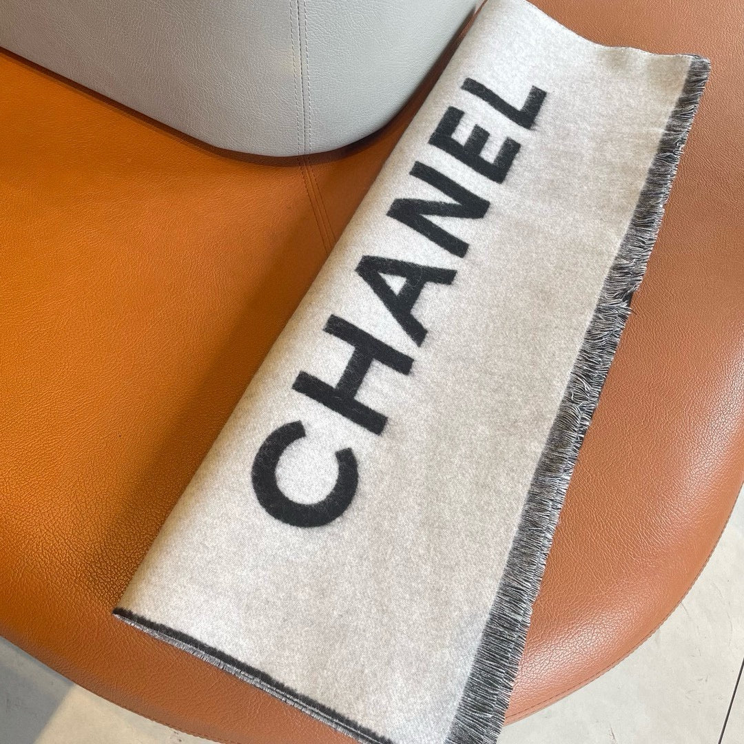 CC Scarf 200 CM In Black Mix White Cashmere  422791