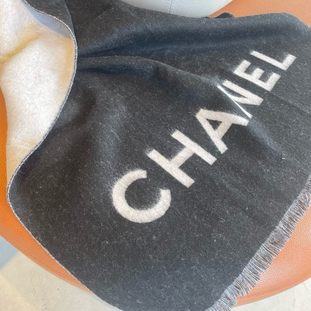 CC Scarf 200 CM In Black Mix White Cashmere  422791