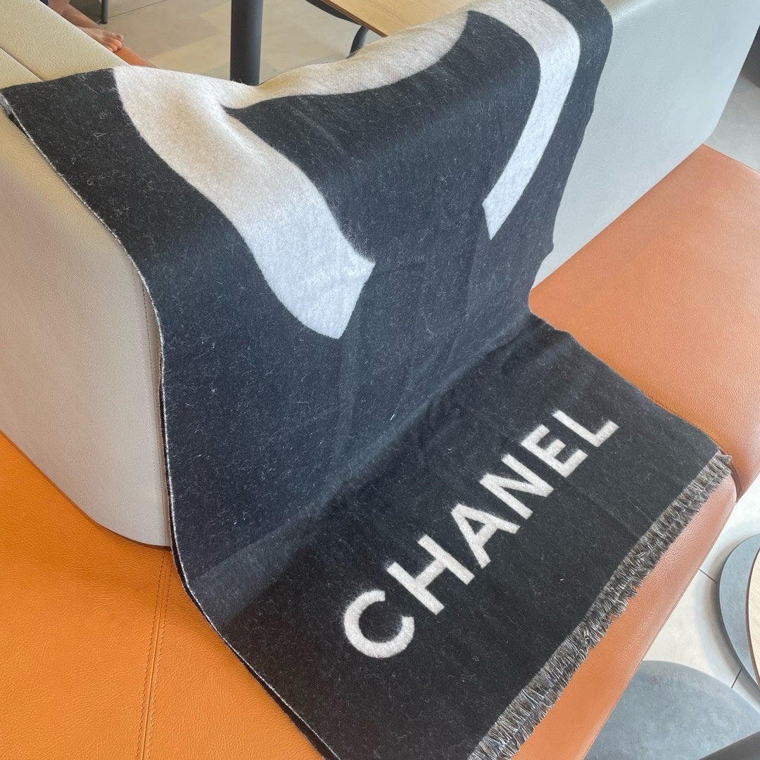 CC Scarf 200 CM In Black Mix White Cashmere  422791