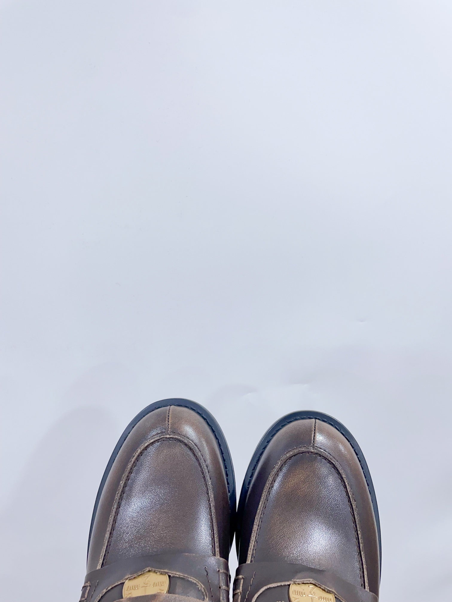 Miu Loafers Chocolate Brown Cowhide