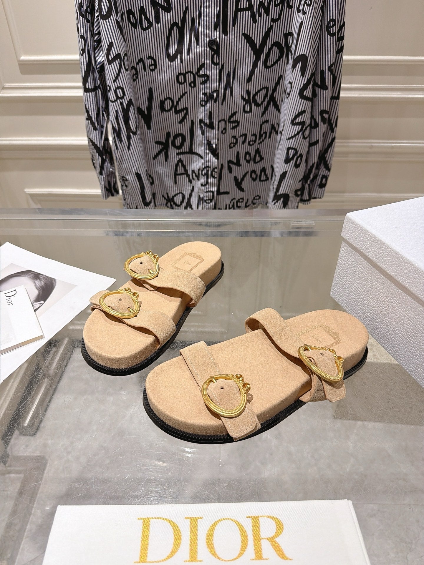 Dior 2026 Medaillon Buckle Slide Sandal Calfskin 919025