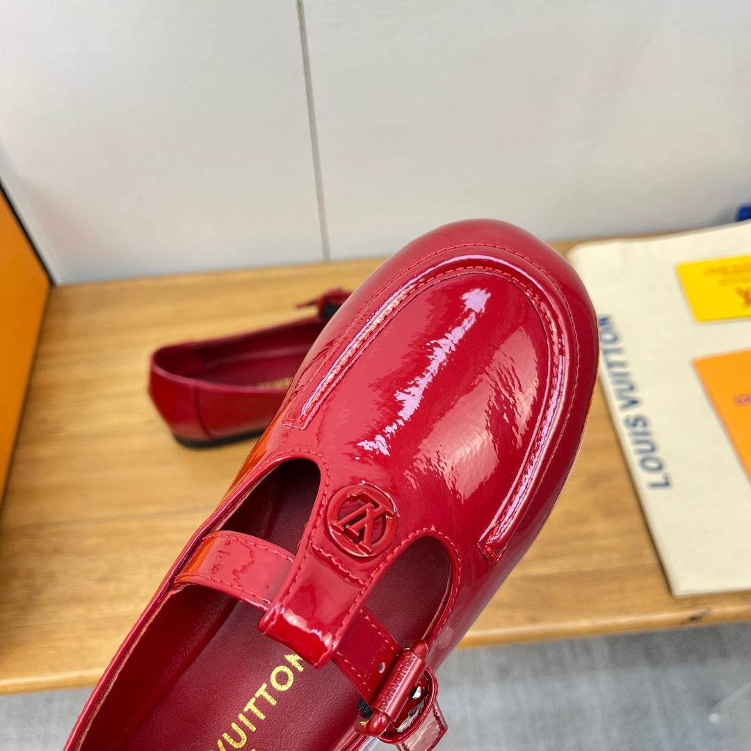 LV Soho Flat Mary Jane Red Calfskin