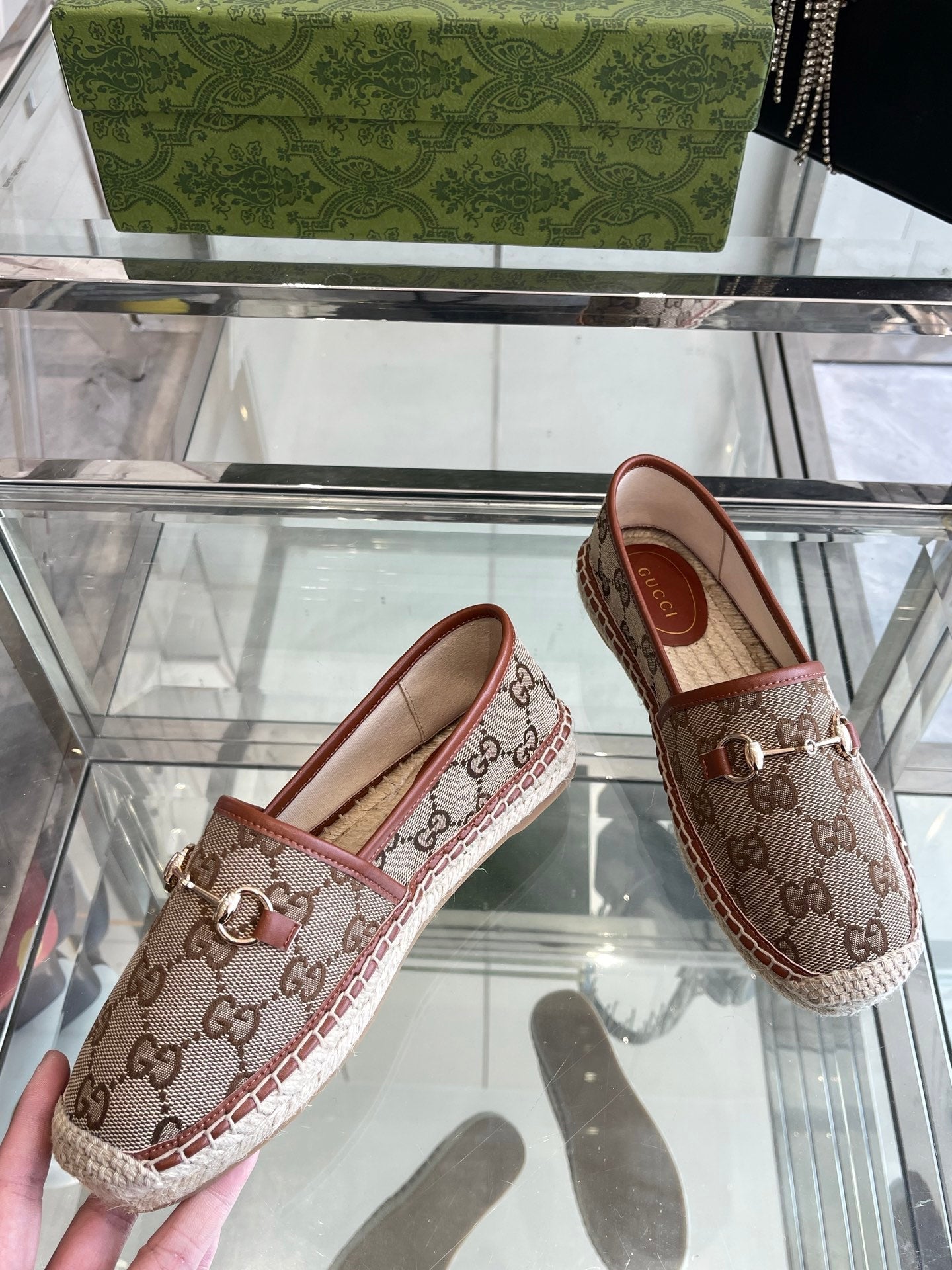 GC 2025 Espadrille With Horsebit Beige and Dark Brown Canvas 292317