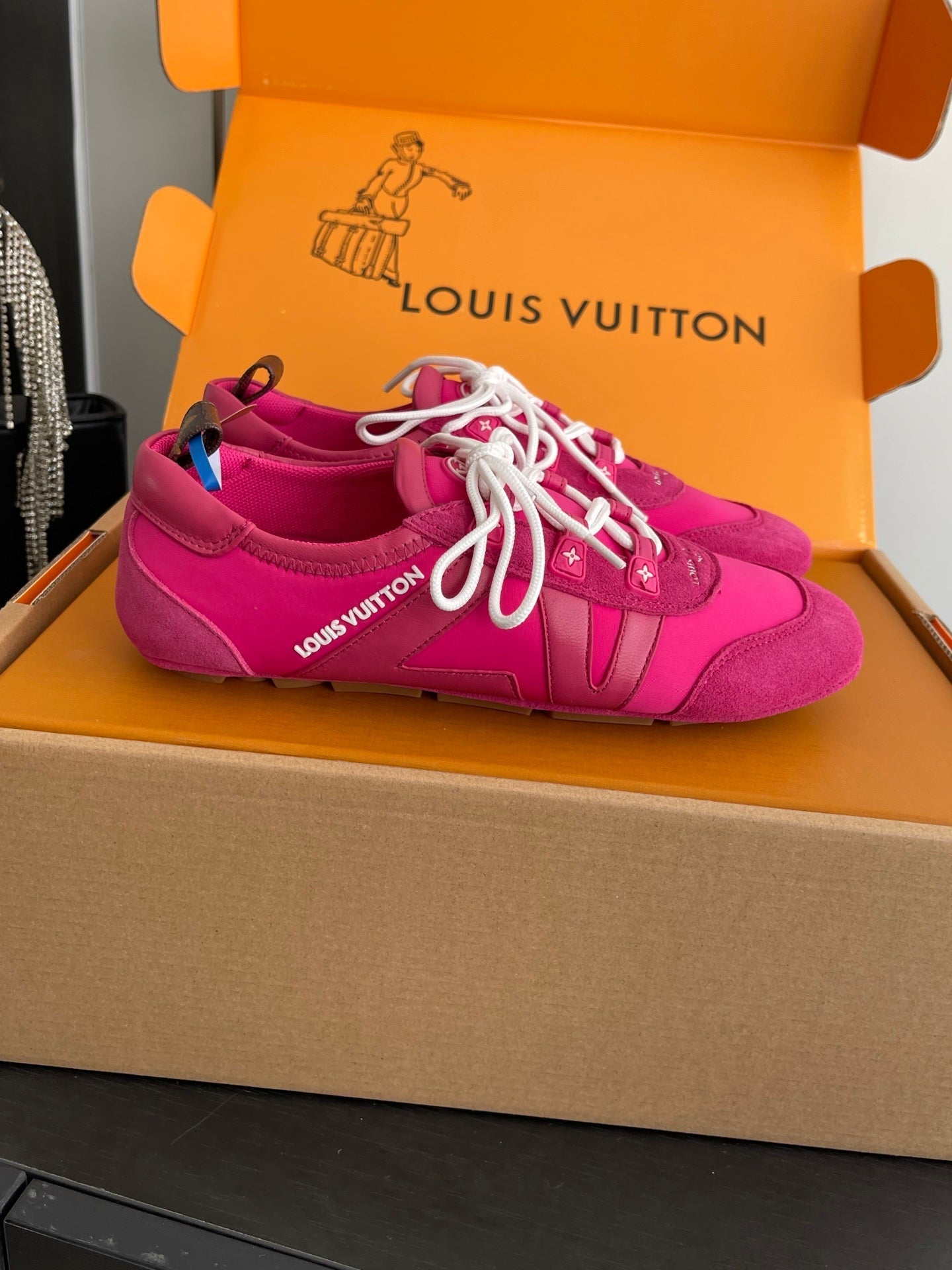 LV 26ss Ballet Sneakers Dark Pink Cowhide Suede 631482