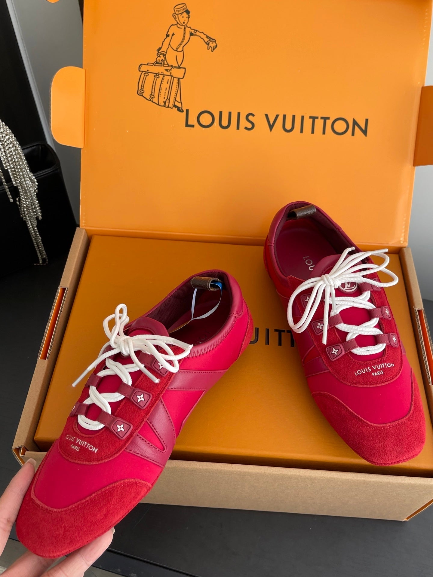 LV 26ss Ballet Sneakers Red Cowhide Suede 631481