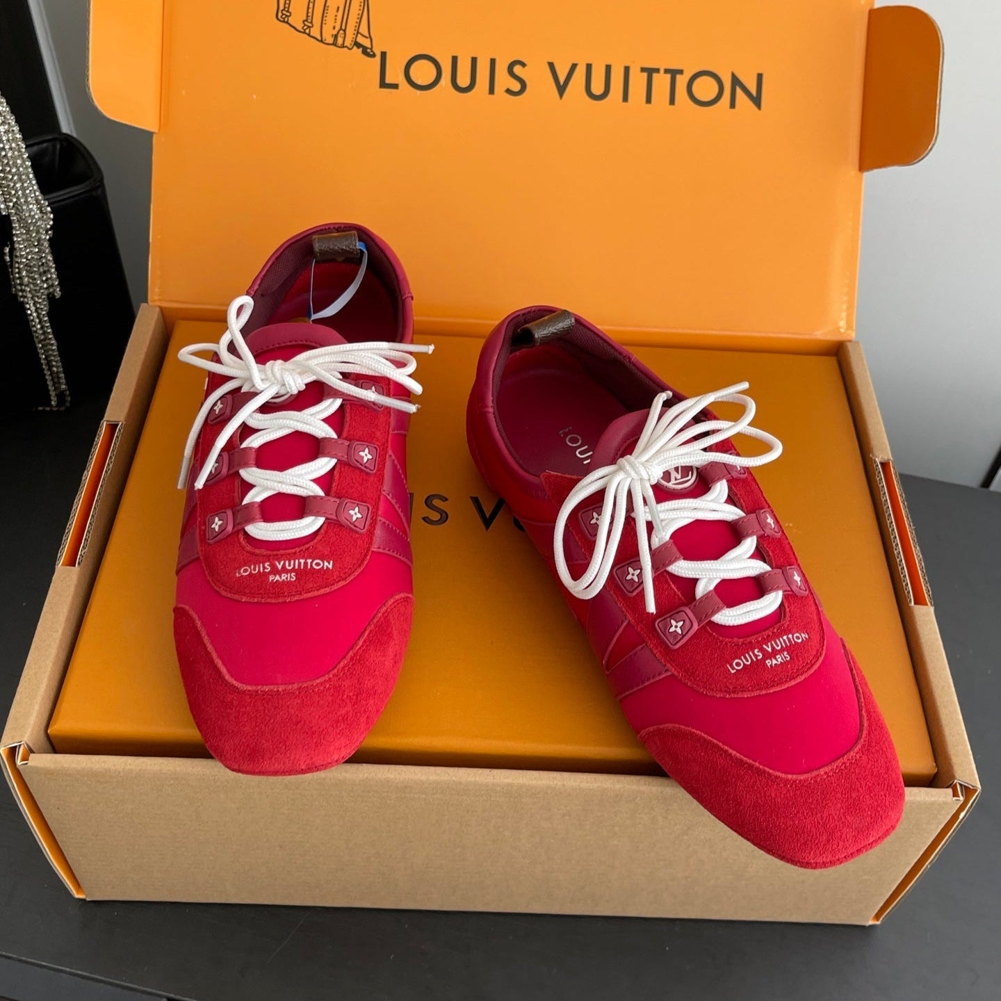 LV 26ss Ballet Sneakers Red Cowhide Suede 631481