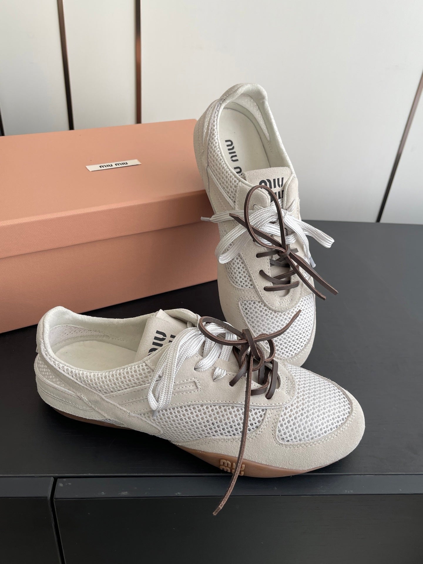 MIU 26 Casual Sneaker Light Beige Fabric Suede 631631