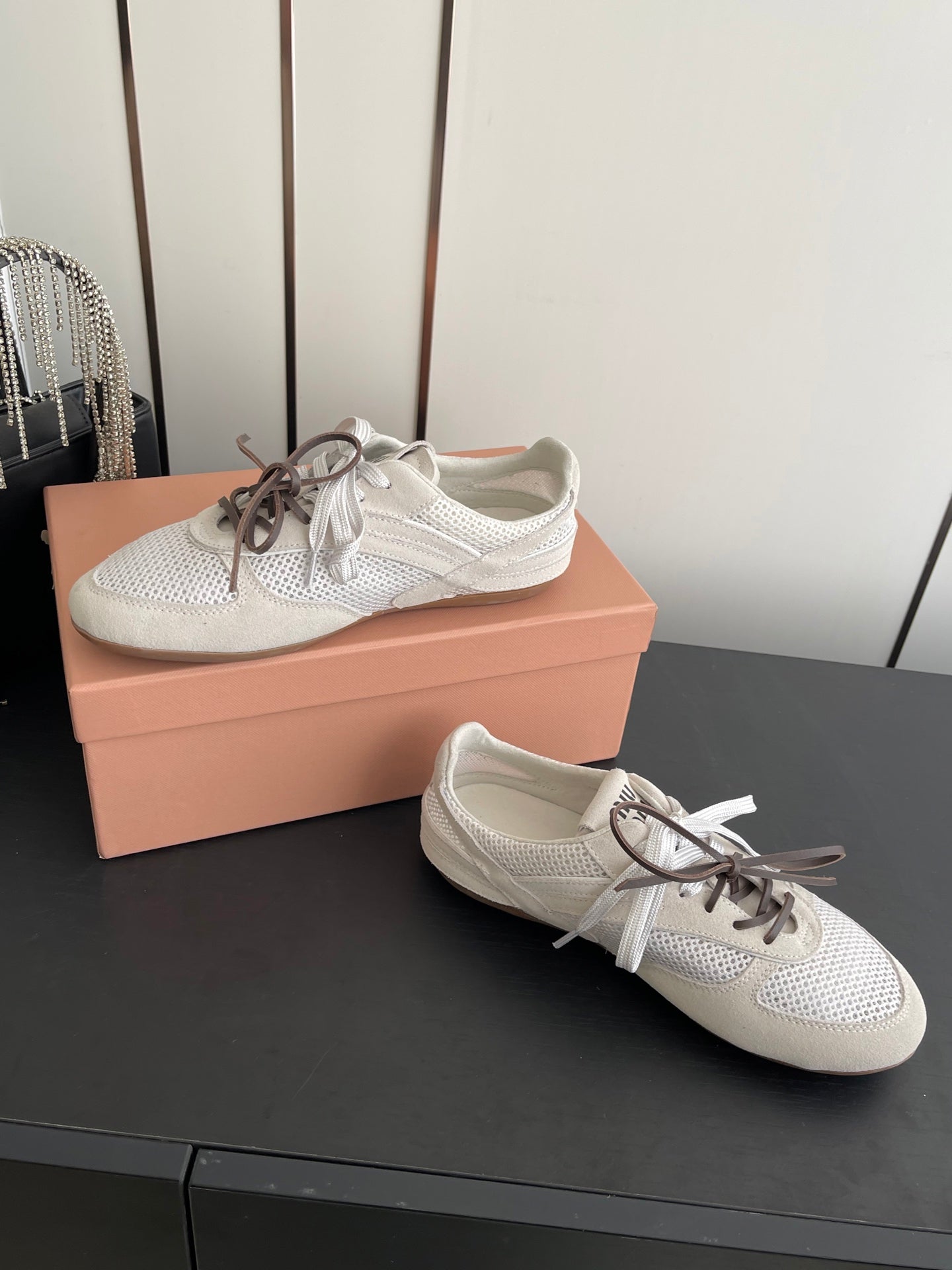 MIU 26 Casual Sneaker Light Beige Fabric Suede 631631