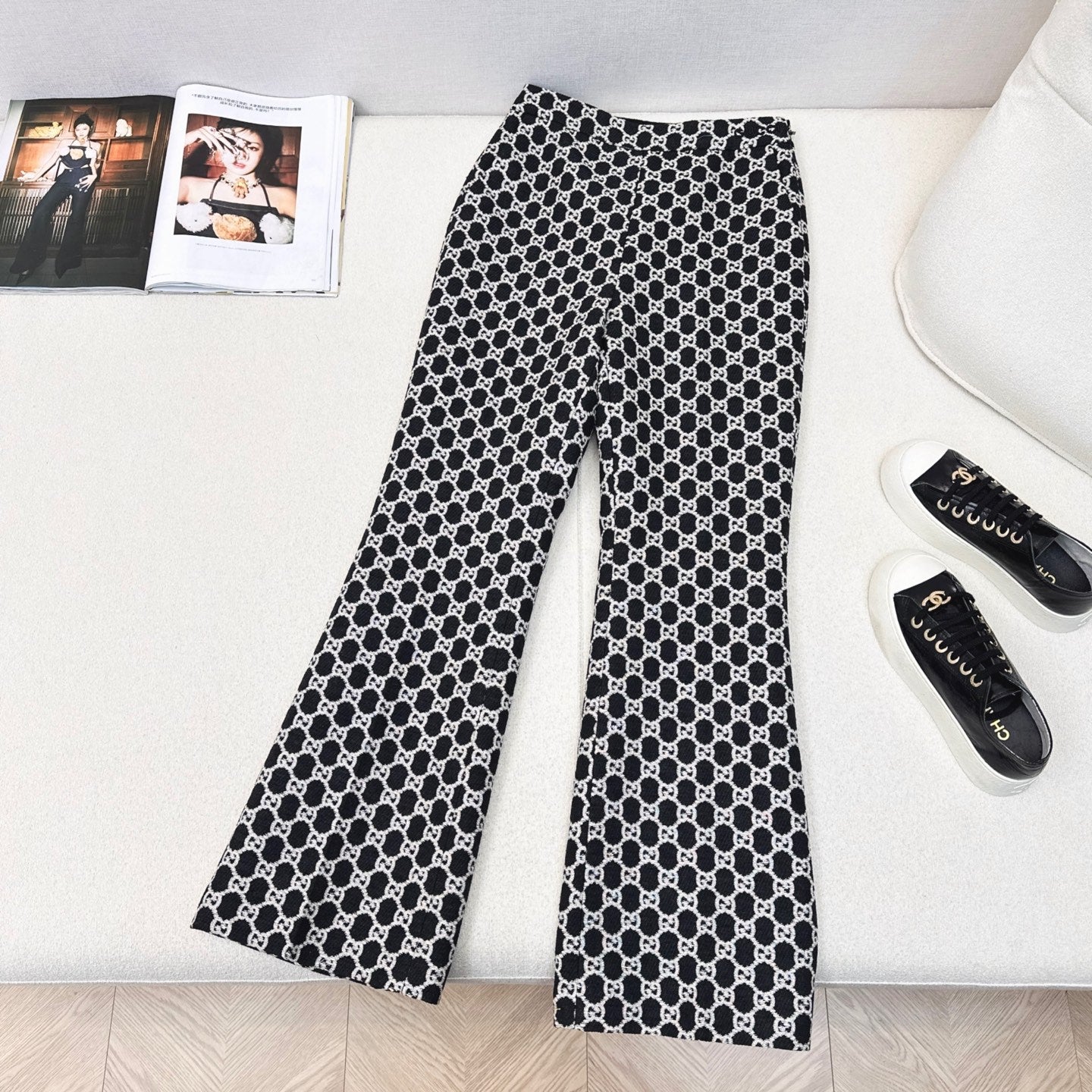 Gucci 25 Patterned Suit Black Jacquard Fabric