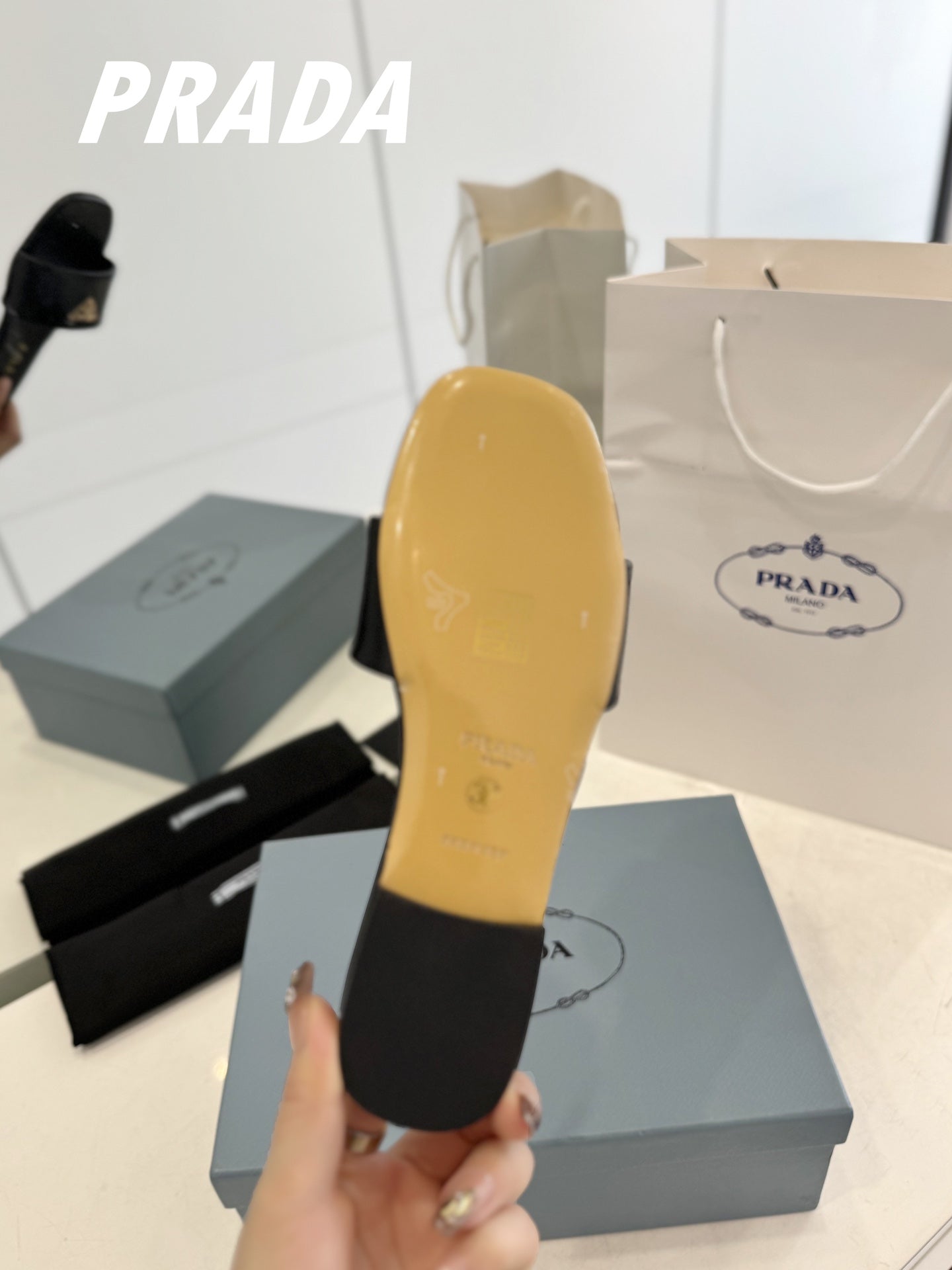 Prada 2026 Silde Sandal Black Cowhide 664761