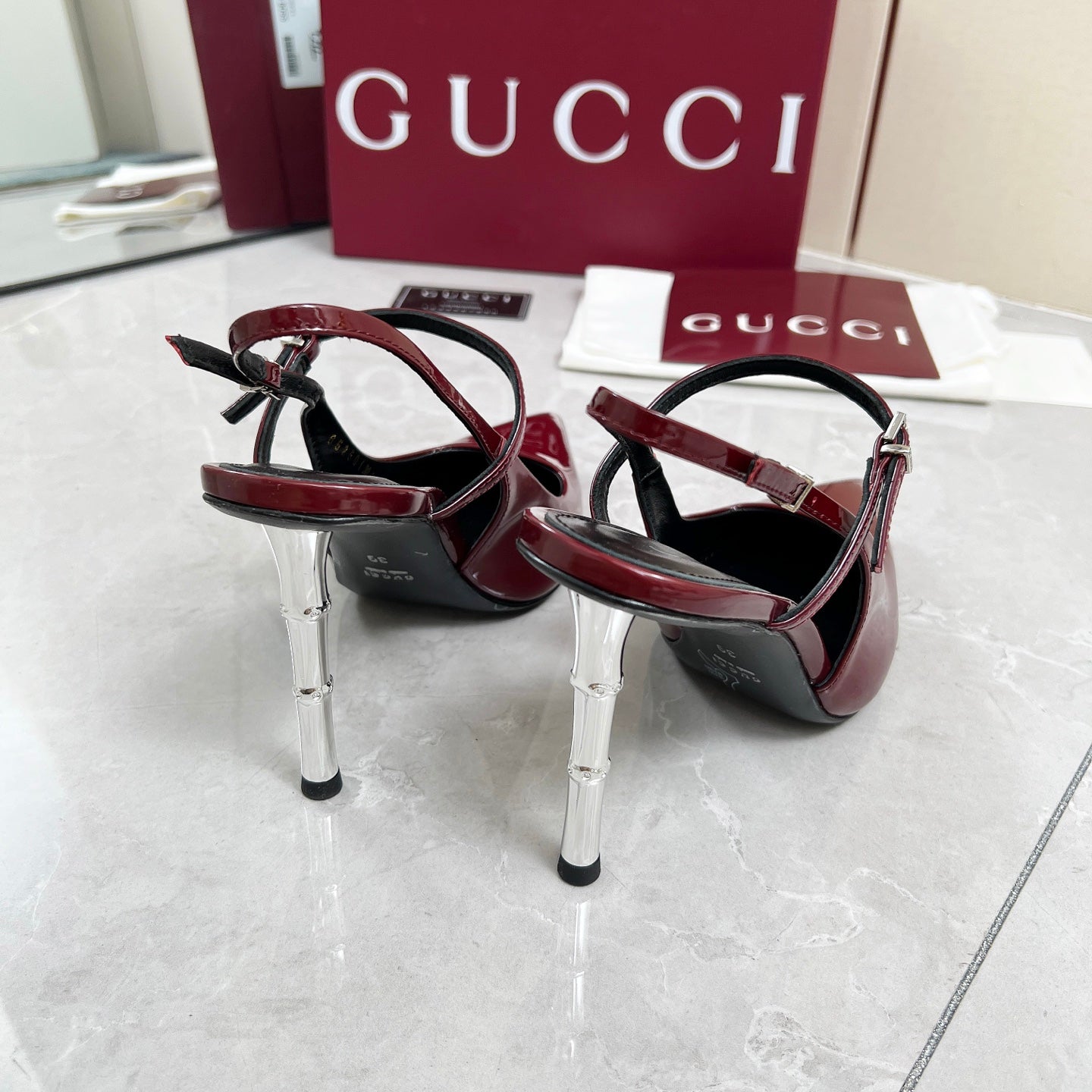 GC 25 Heeled 95mm Slingback Pump Red Patent Leather 293868