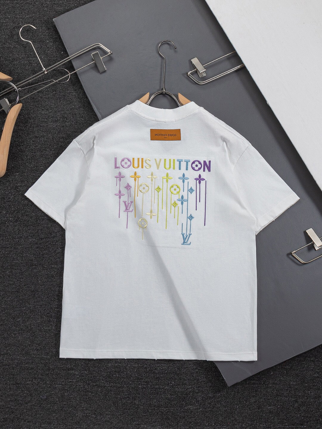 LV 26A Short-Sleeve T-Shirt White Multicolor Cotton 405639