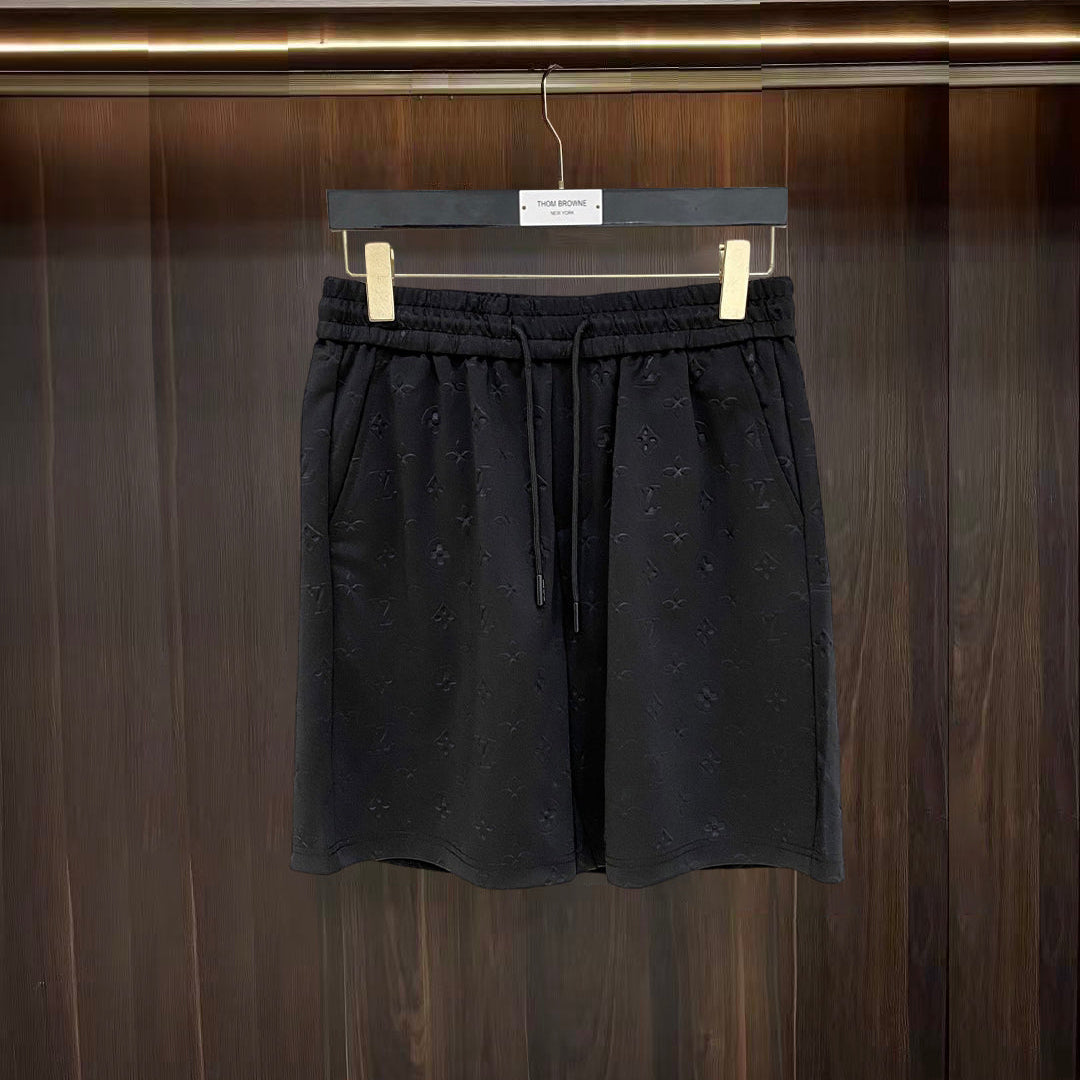 LV 26A Men's Casual Shorts Pants Black Fabric 406036