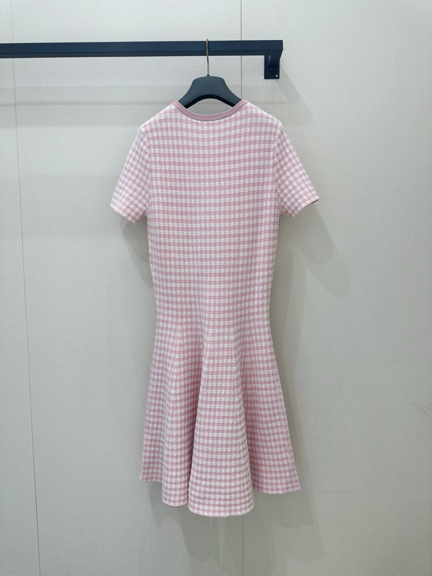 Dior 2026 Checkered Knit Dress Pink Cotton 392531
