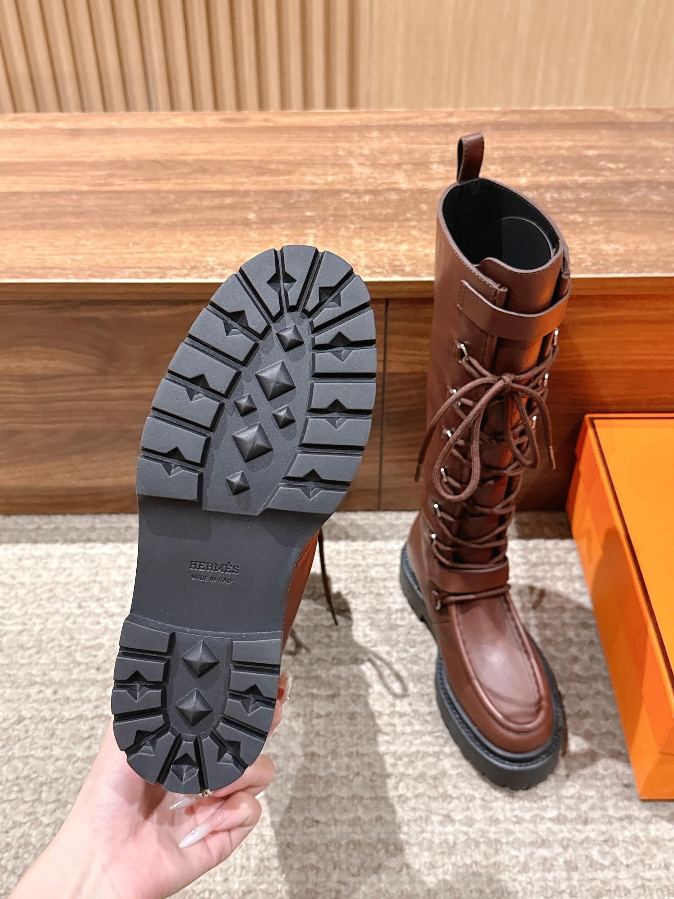 HM 25 High Boots Chocolate Brown mix Black Calfskin 512529