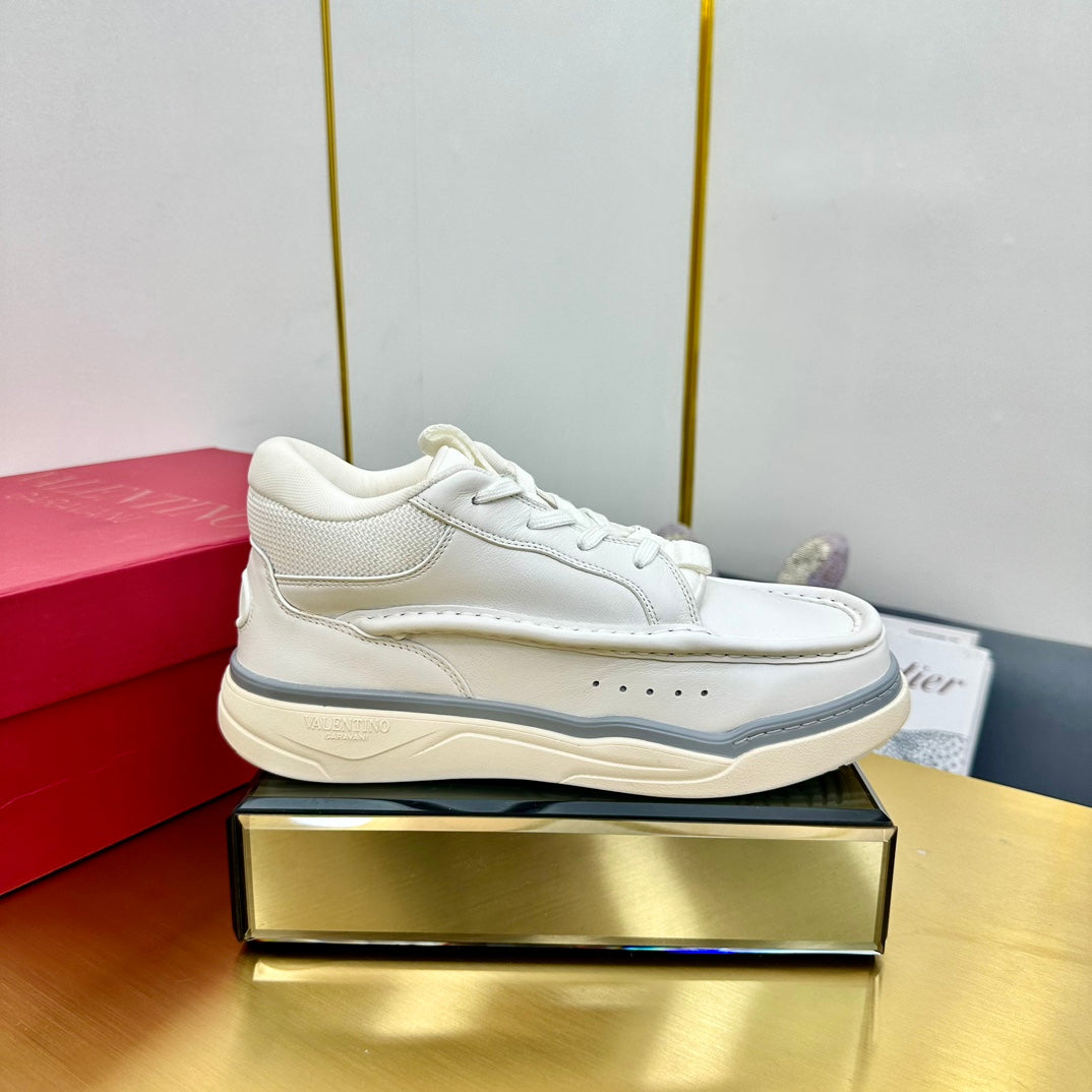 Mid-top Runboot Split Leather Sneaker 30mm White Calfskin 994557
