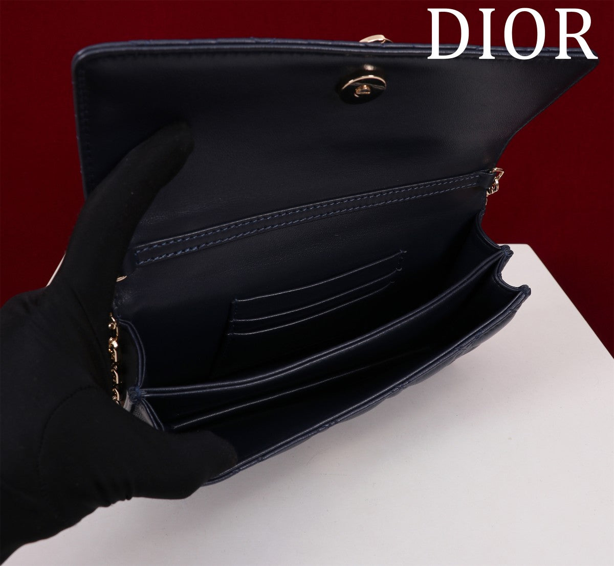 my cd mini 21 dark blue lambskin