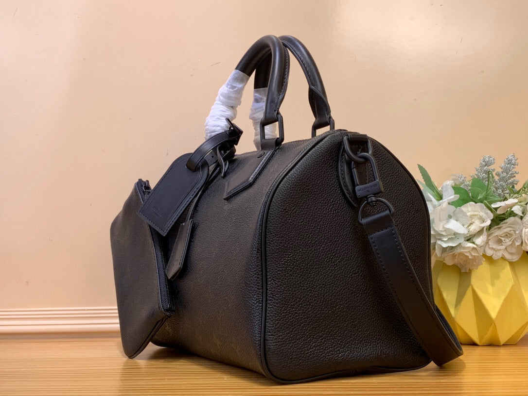 LV Speedy P9 Bandouliere 30 Black Calfskin 203342