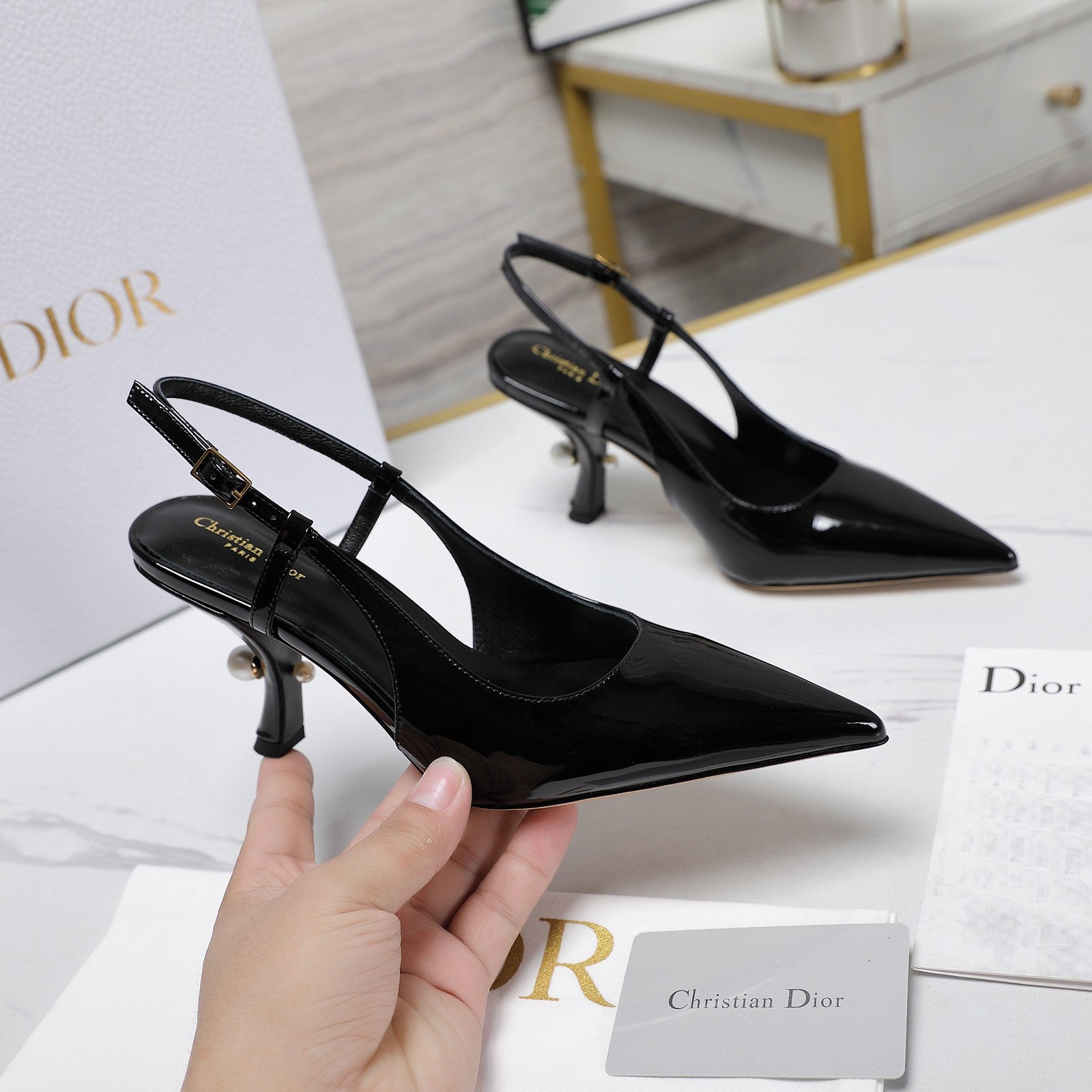 CD Tribales Slingback Pump Glossy Black Cowhide