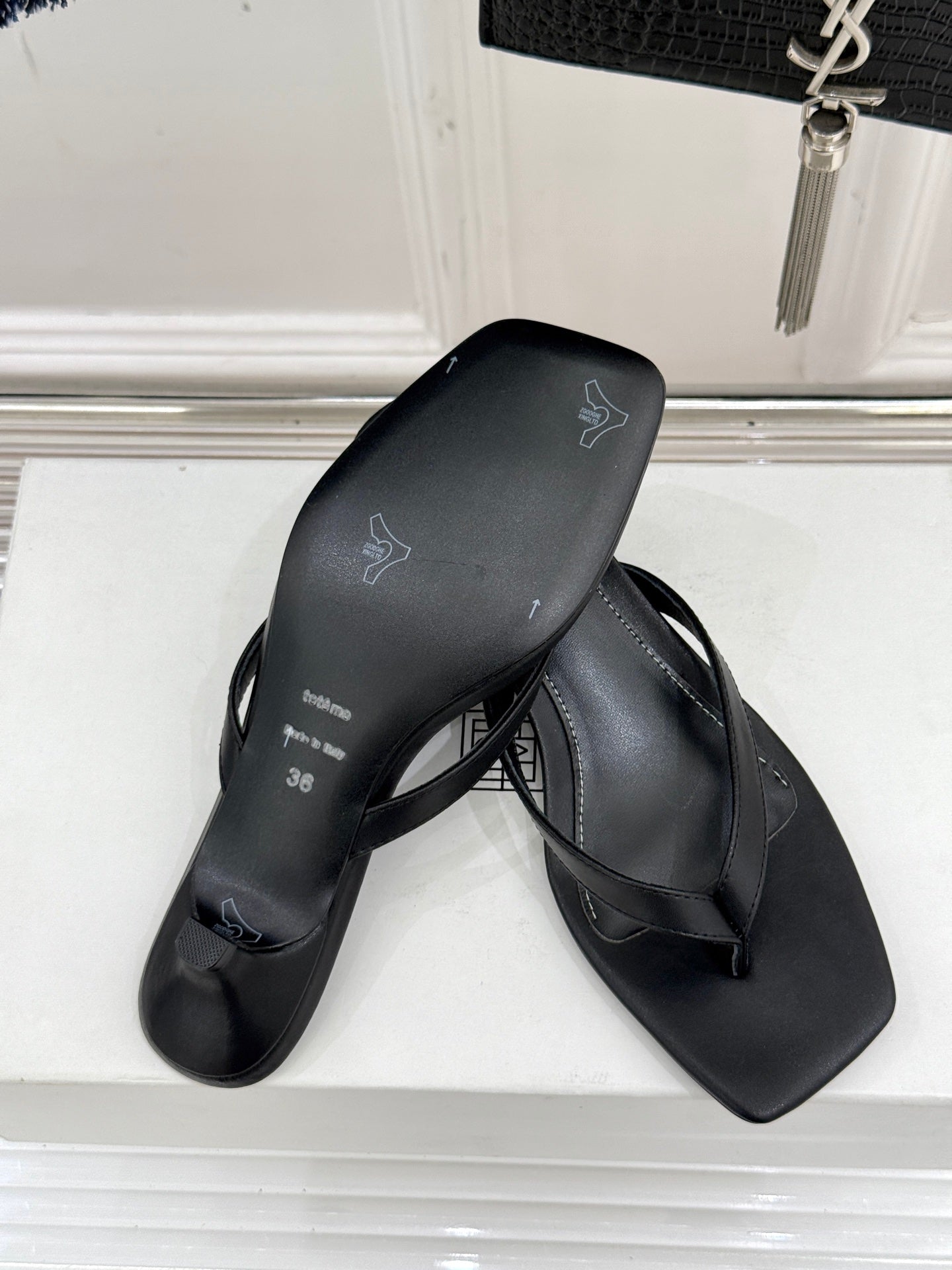 Toteme Thong Sandal Black Leather