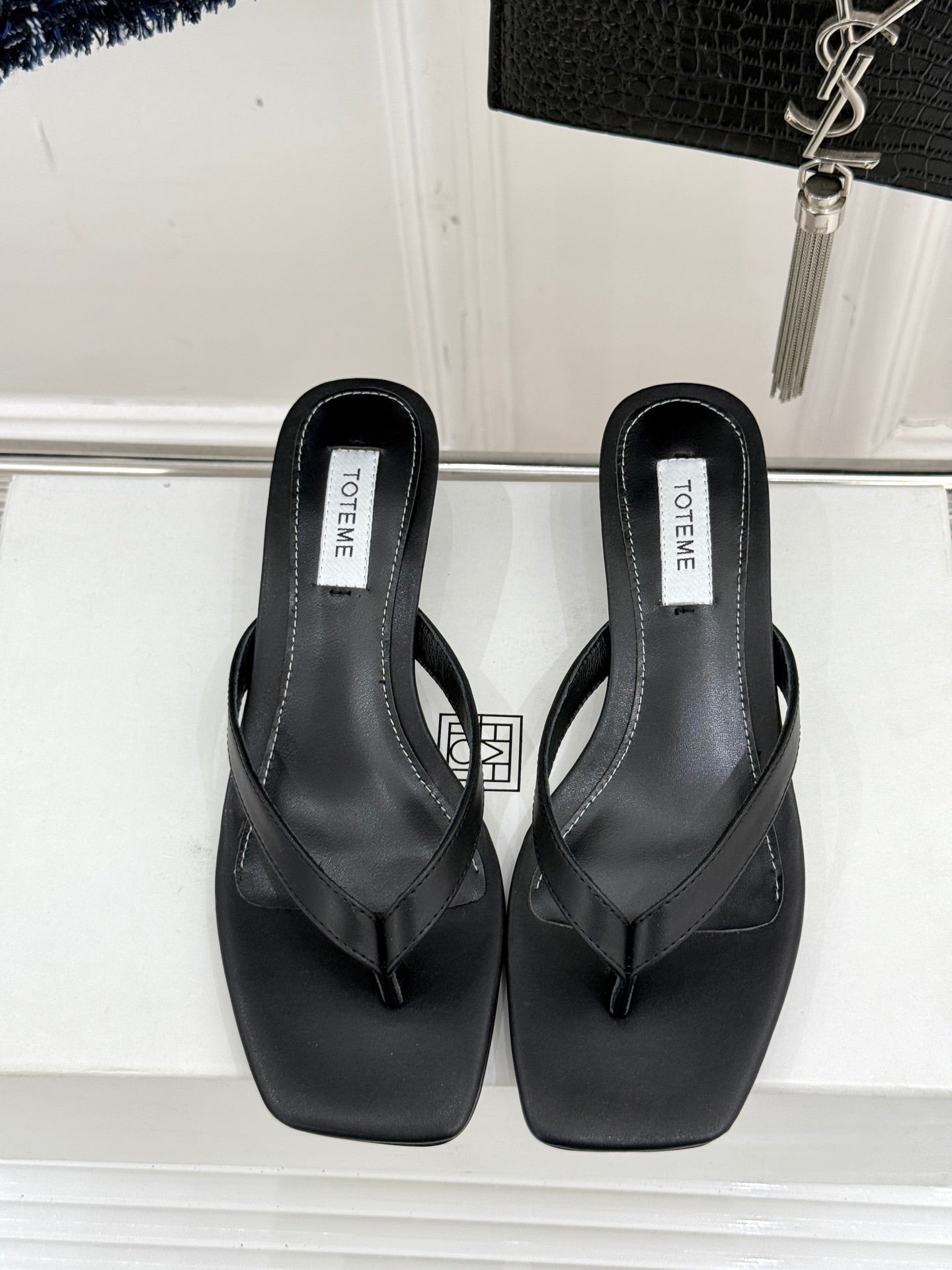 Toteme Thong Sandal Black Leather
