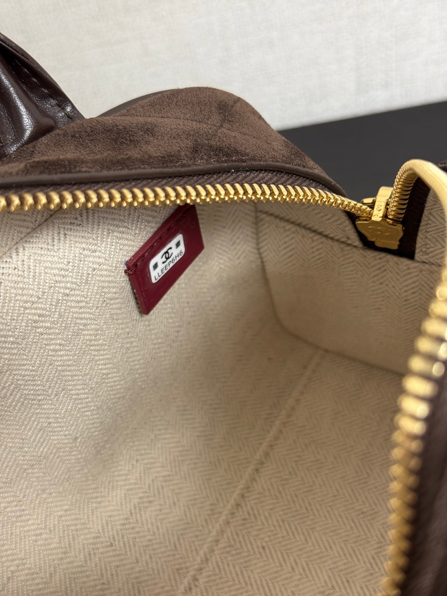 Chanel 2026 Pouch With Leather Strap 21cm Dark Brown Suede