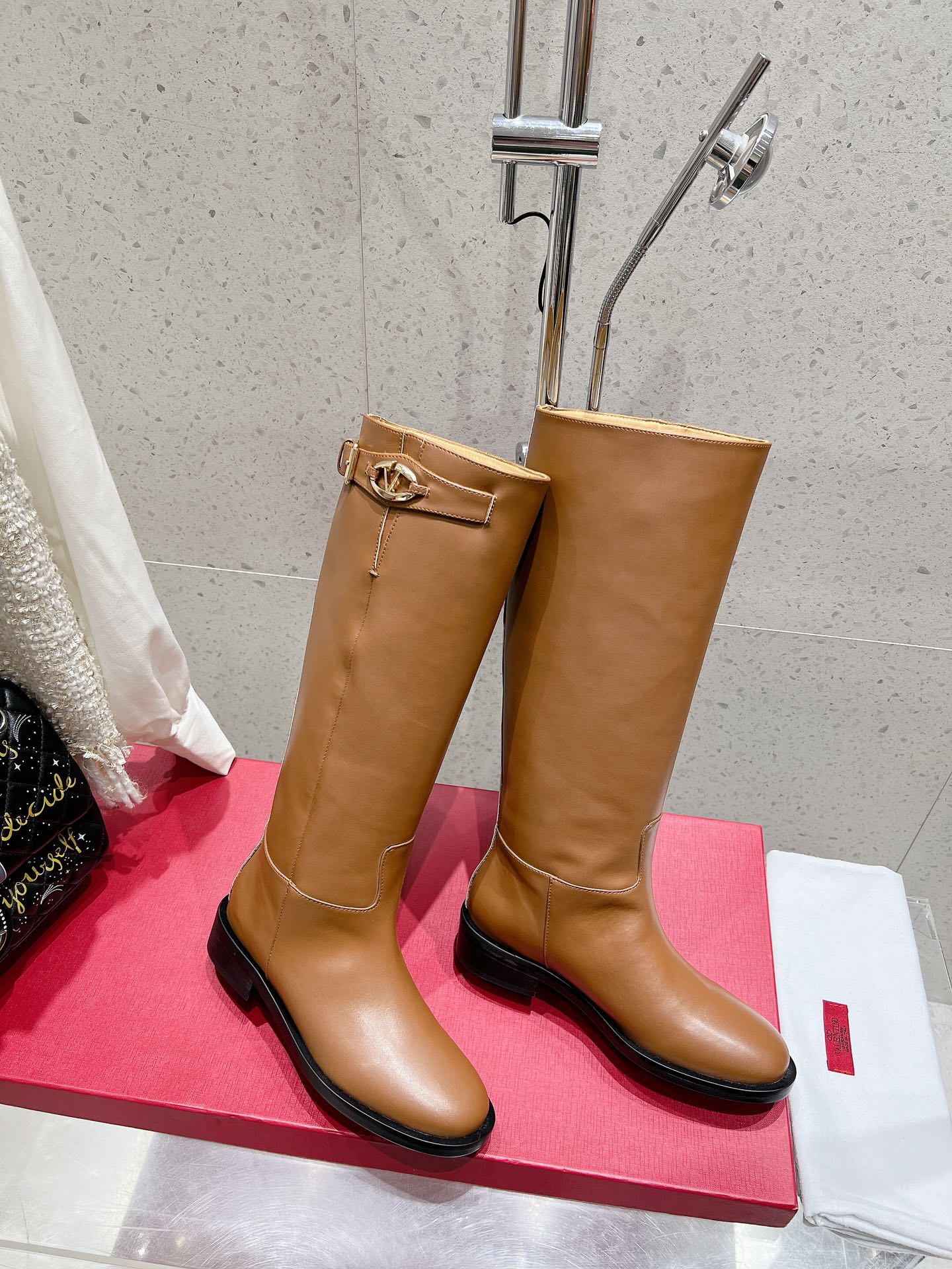 Valentino 2025 Garavani VLogo Boot Brown Calfskin 554161