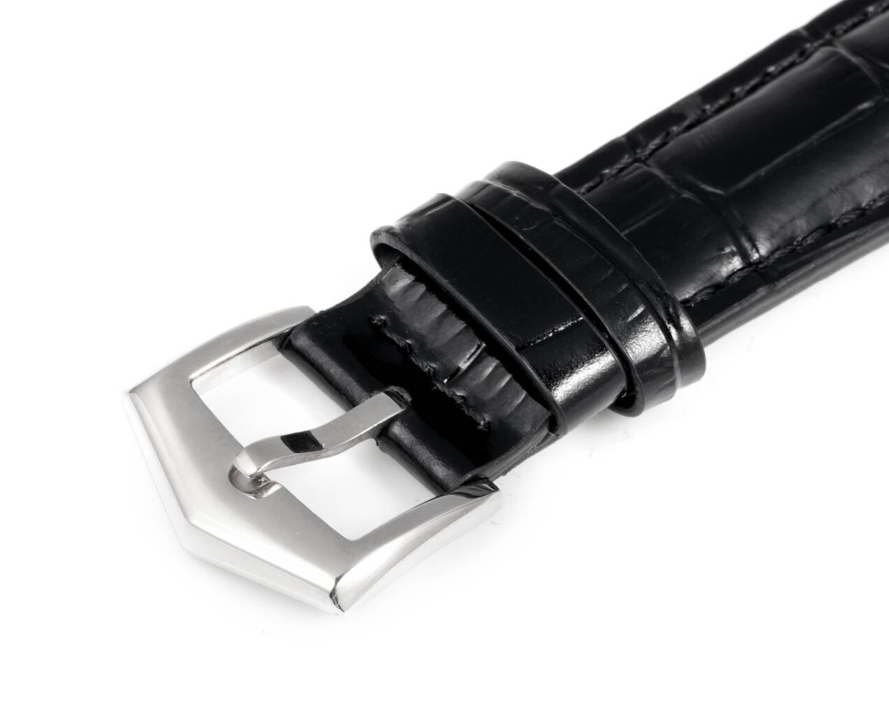 Patek Philippe Calatrava 37mm Black Dial Black Leather Strap