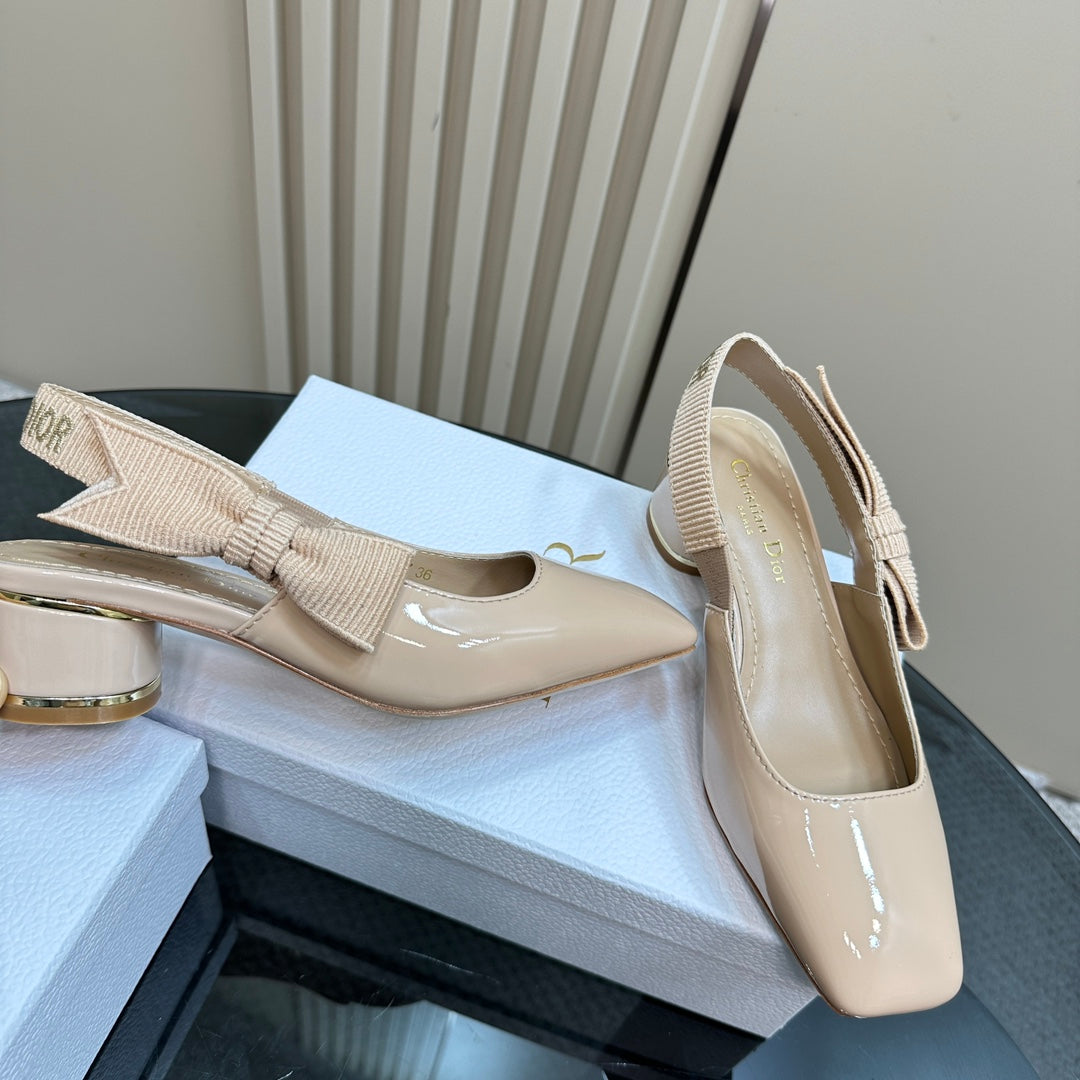 Miss Dior Paris Slingback Pump In Beige Glossy Cowhide 998861