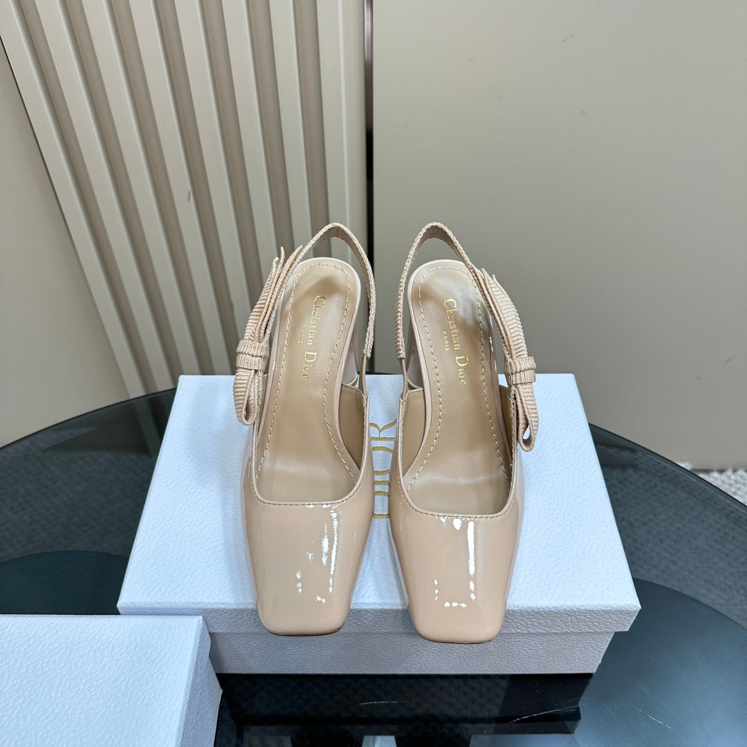Miss Dior Paris Slingback Pump In Beige Glossy Cowhide  998863