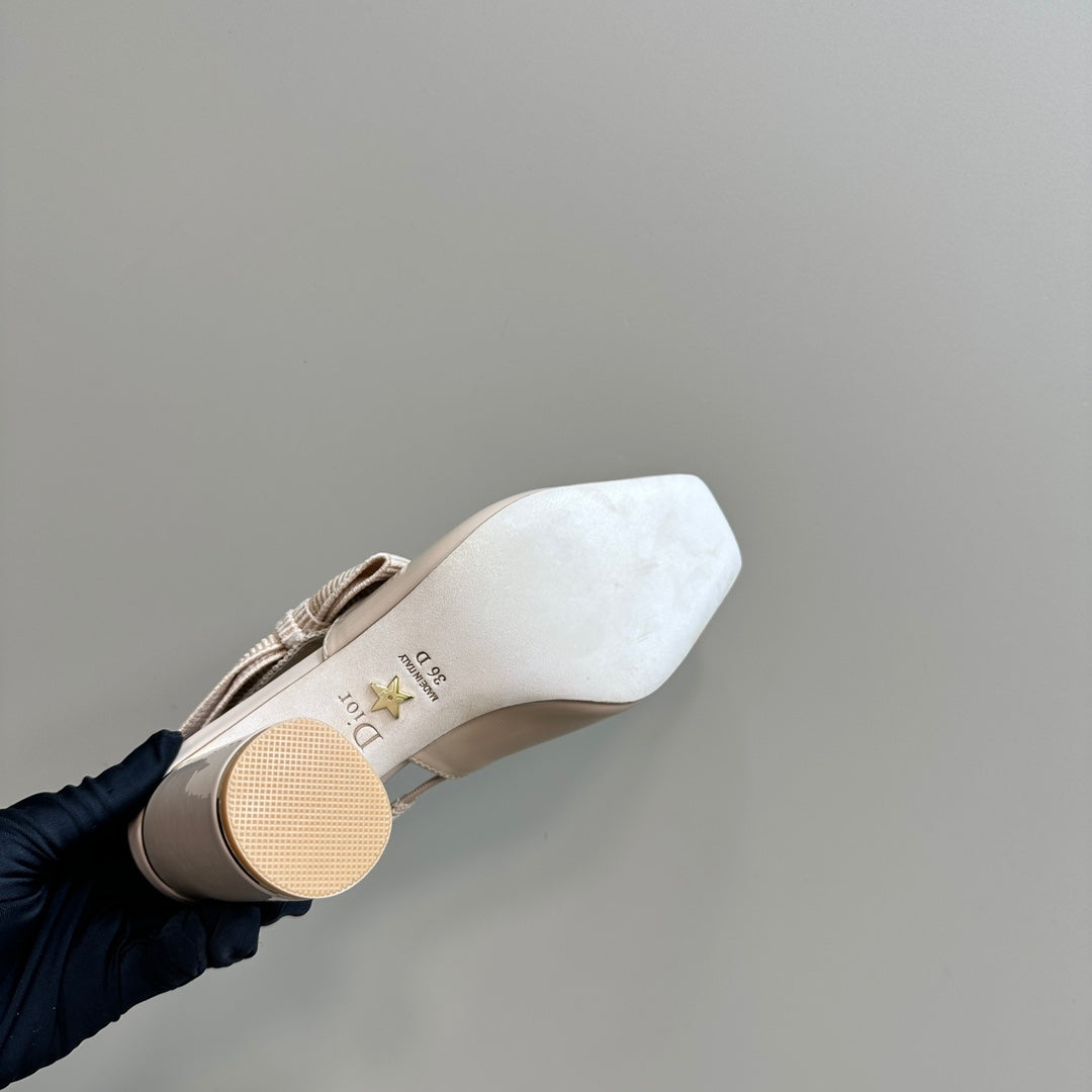 Miss Dior Paris Slingback Pump In Beige Glossy Cowhide  998863