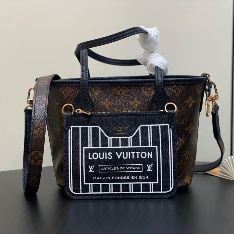 Neverfull 24 Bandoulière Inside Out BB Black Calfskin