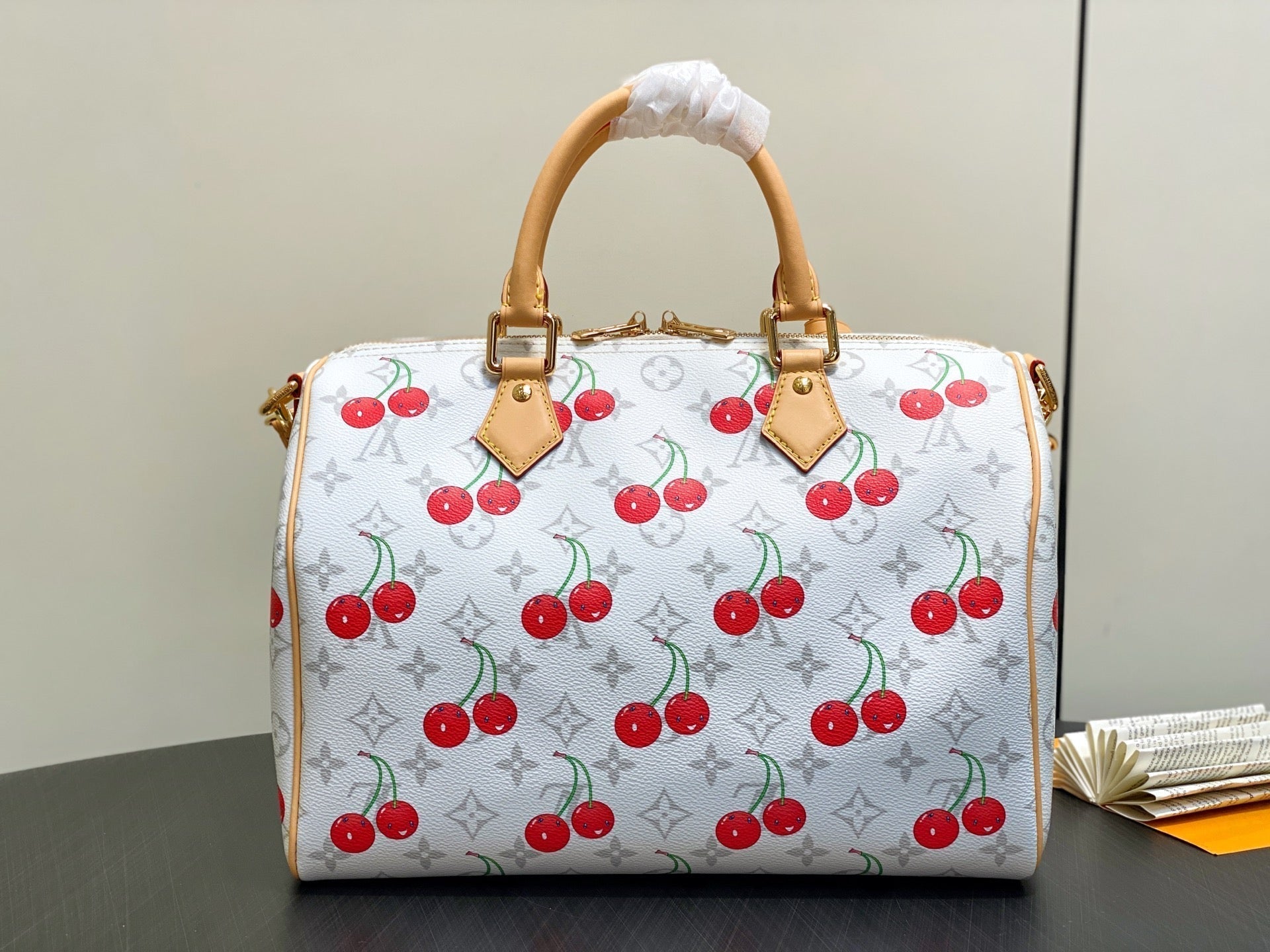 LV x TM Speedy Soft Bandoulière 30 Grey Monogram Cherry Canvas