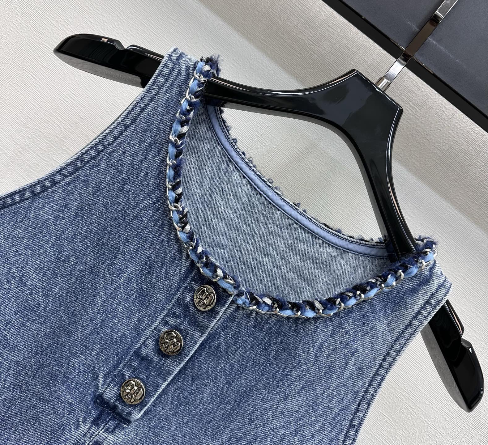 Chanel 2026 Denim Vest Blue Cotton 356145