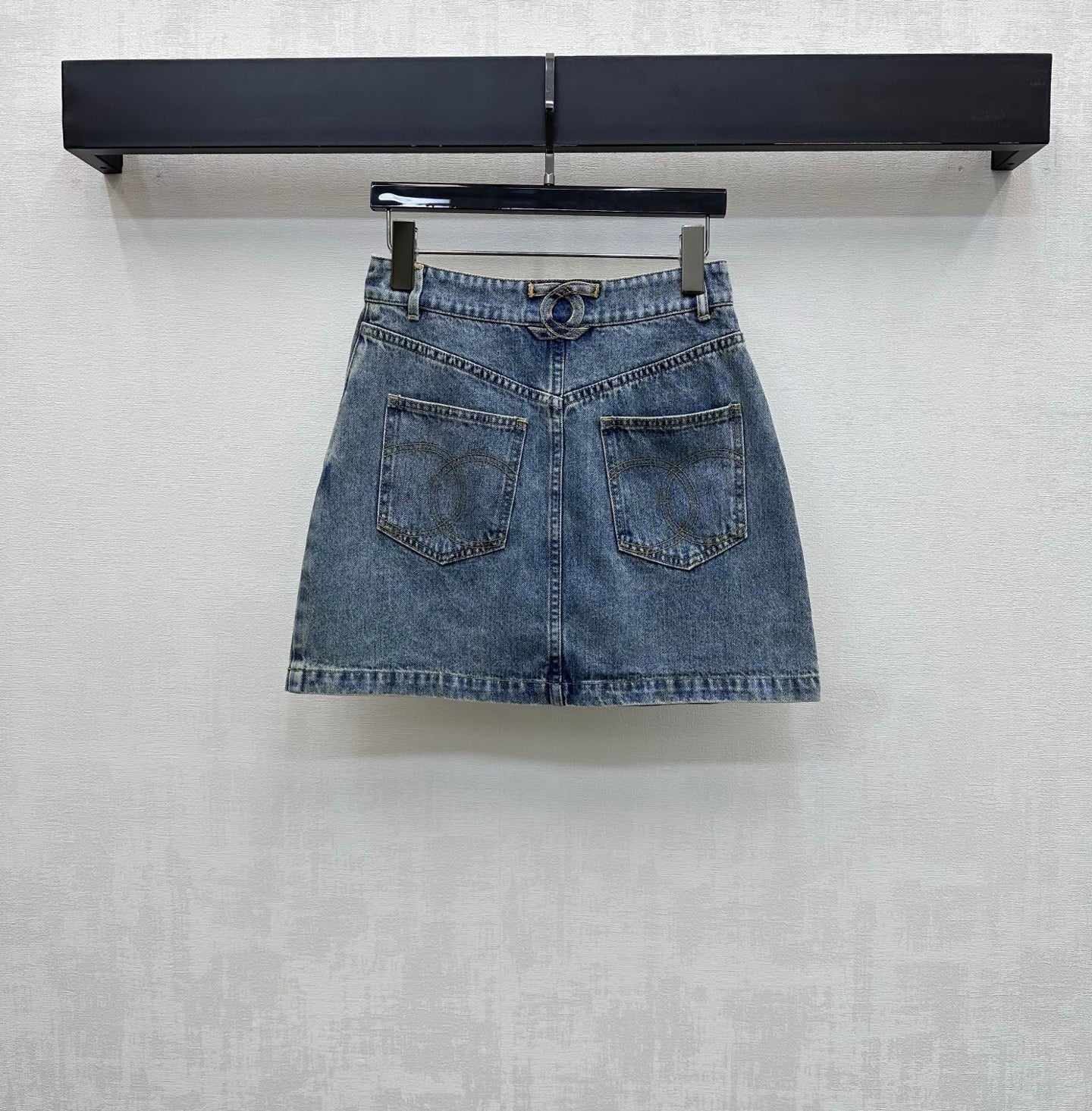 Chanel 2026  Logo Denim Midi Skirt Blue Cotton 239203