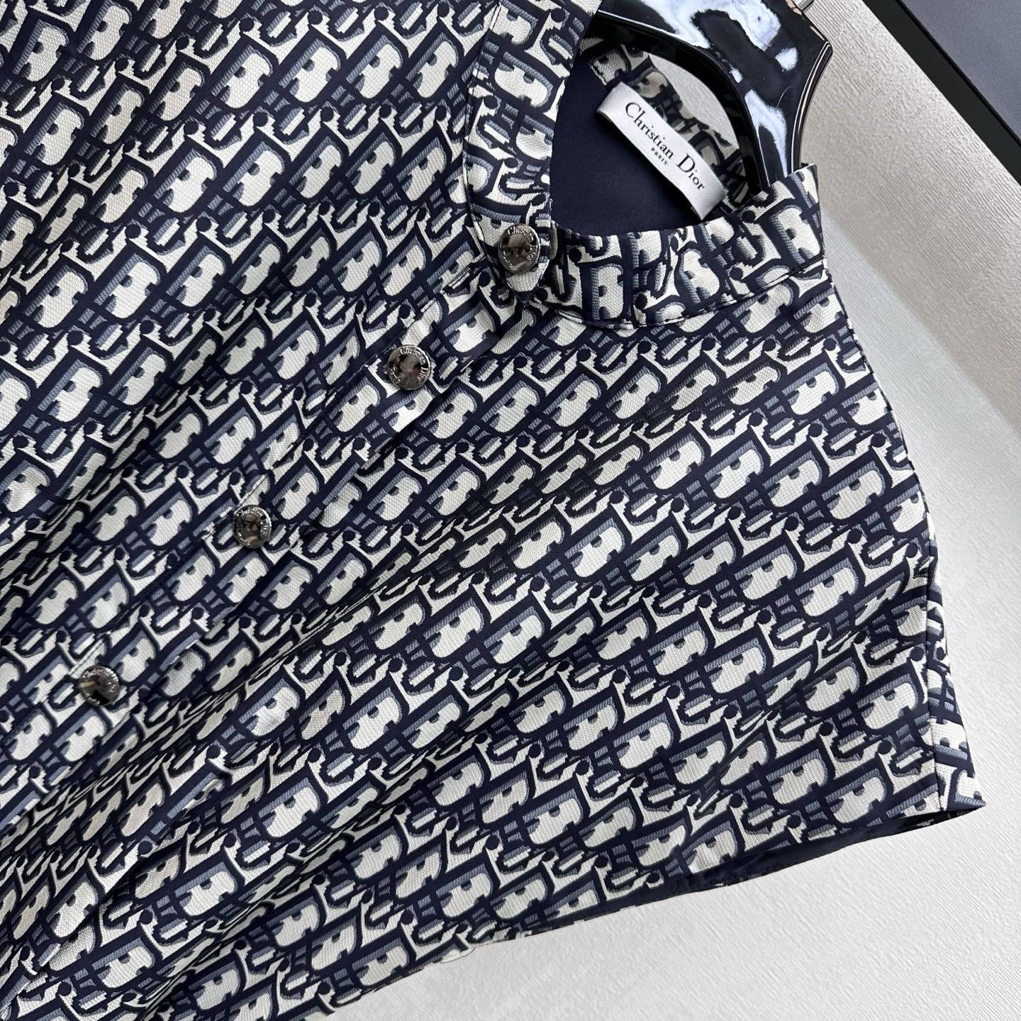 Dior 2026 Jacquard Waistband Dress Blue White Polyester 378703