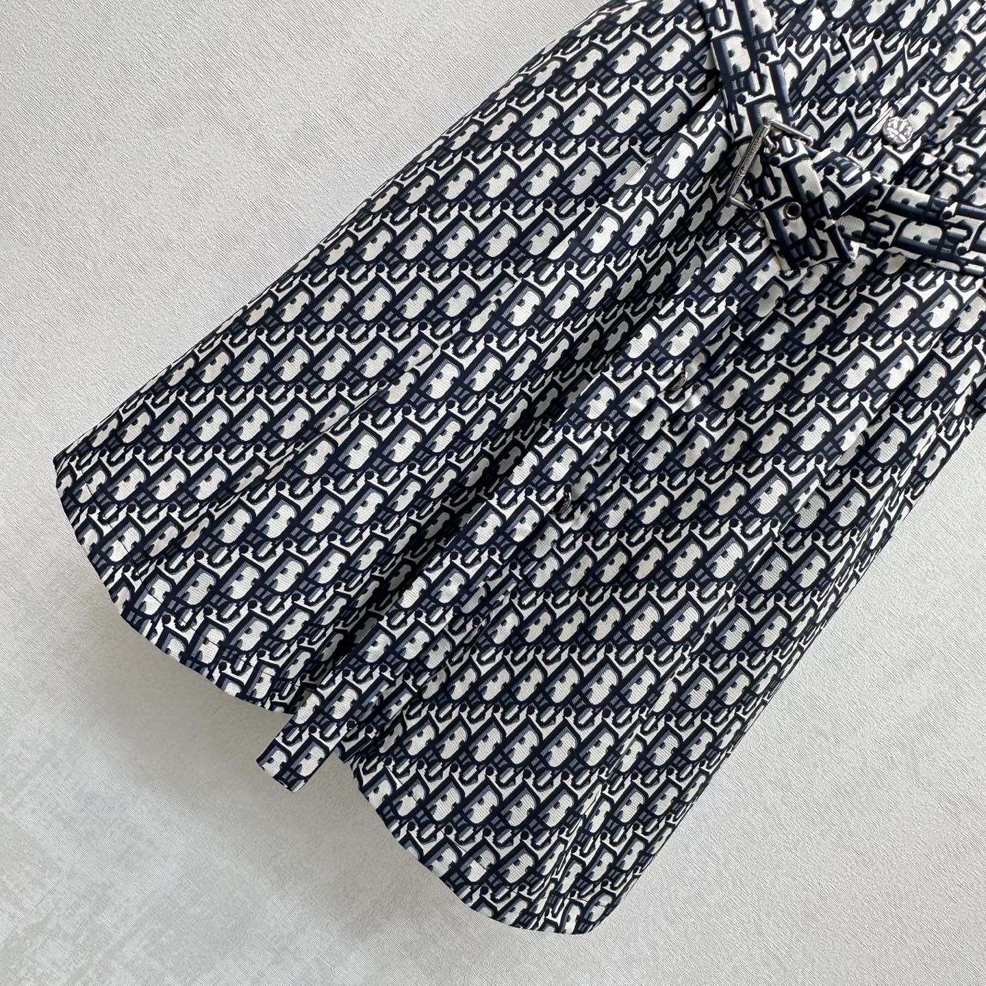Dior 2026 Jacquard Waistband Dress Blue White Polyester 378703