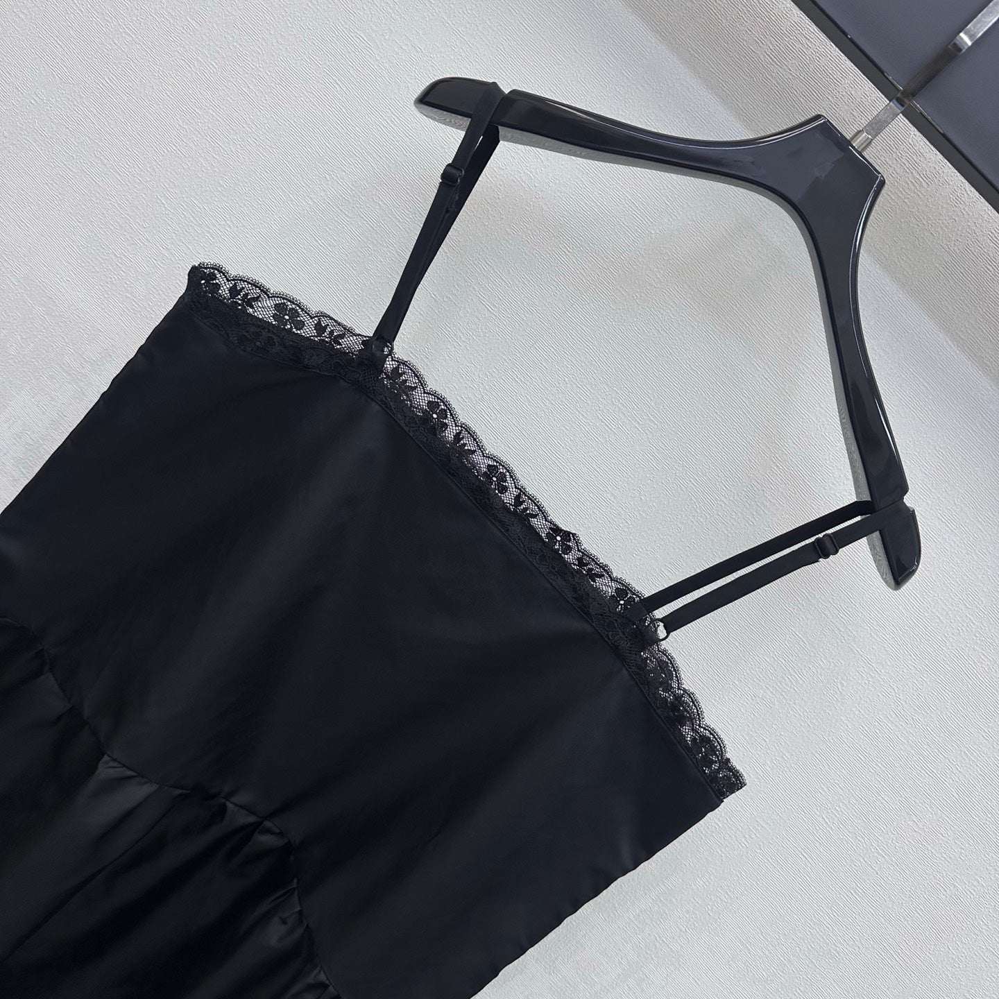 Prada 2026 Lace-trimmed Slip Dress Black Polyester 396601