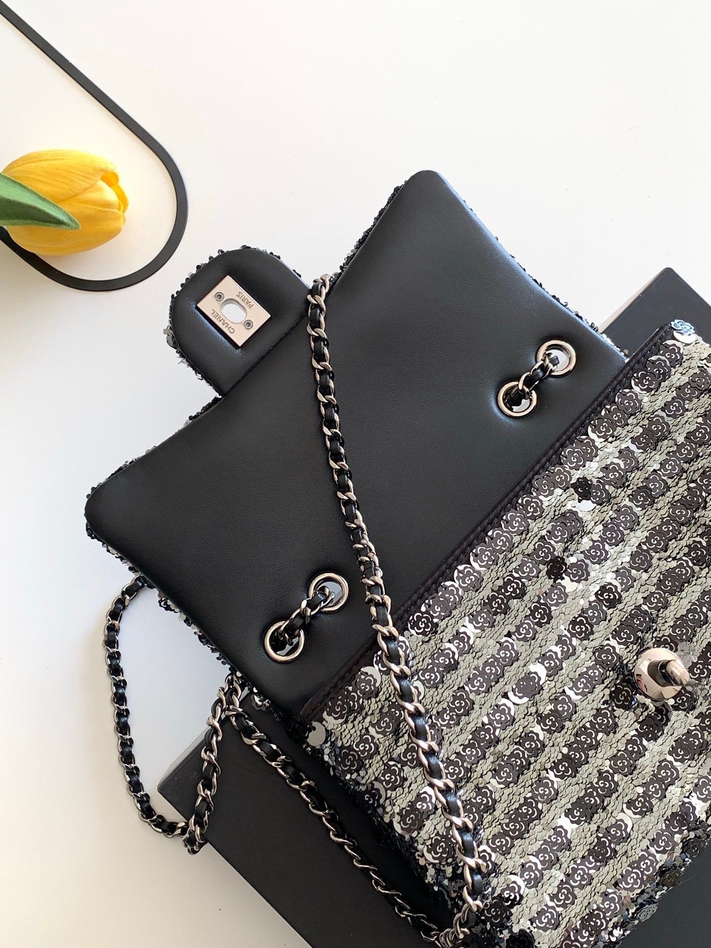 Chanel 2026 Bag 21cm Black Sequin 331214