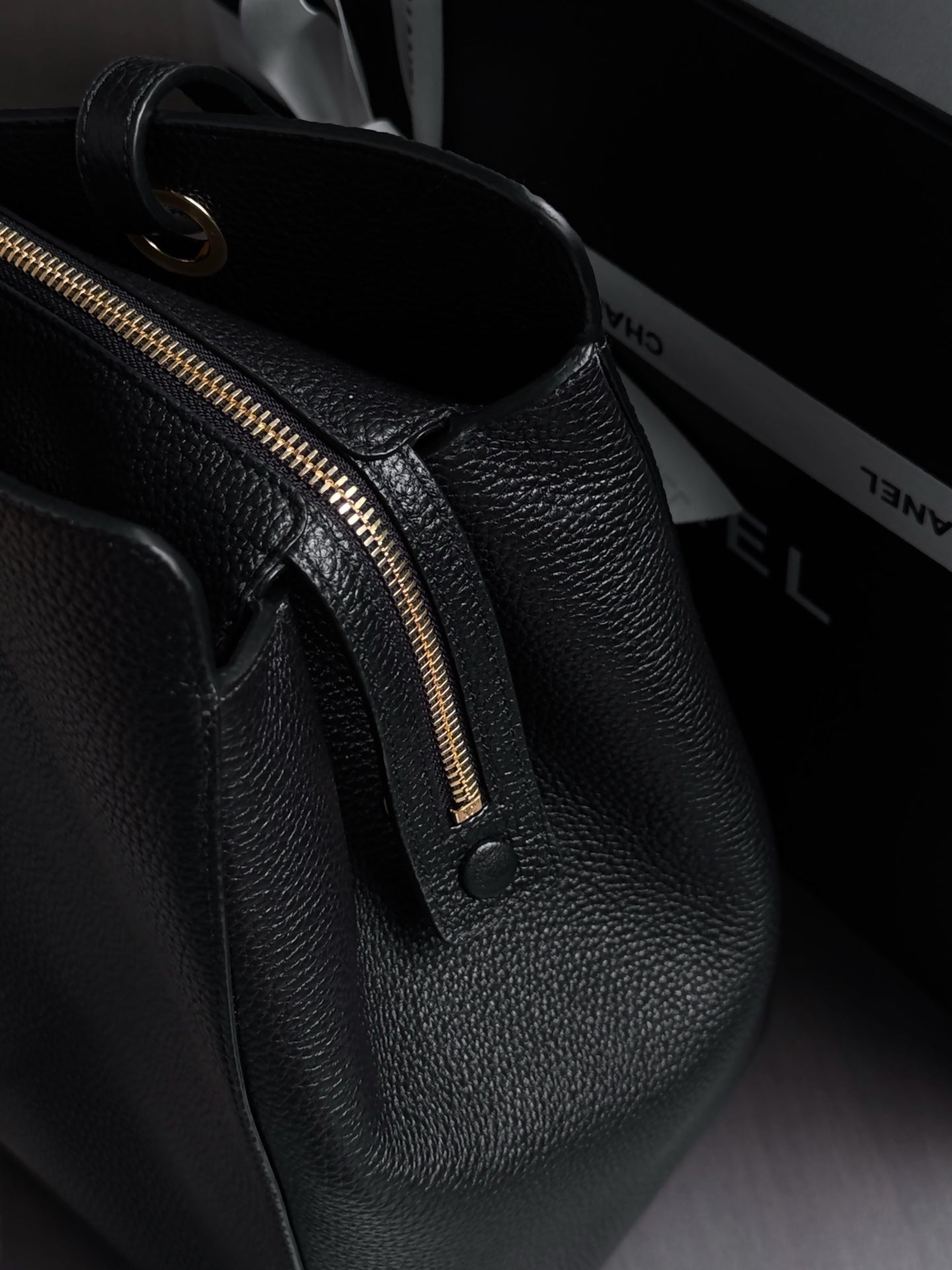 Chane 2026 Large Shopping Bag 46cm Black Calfskin