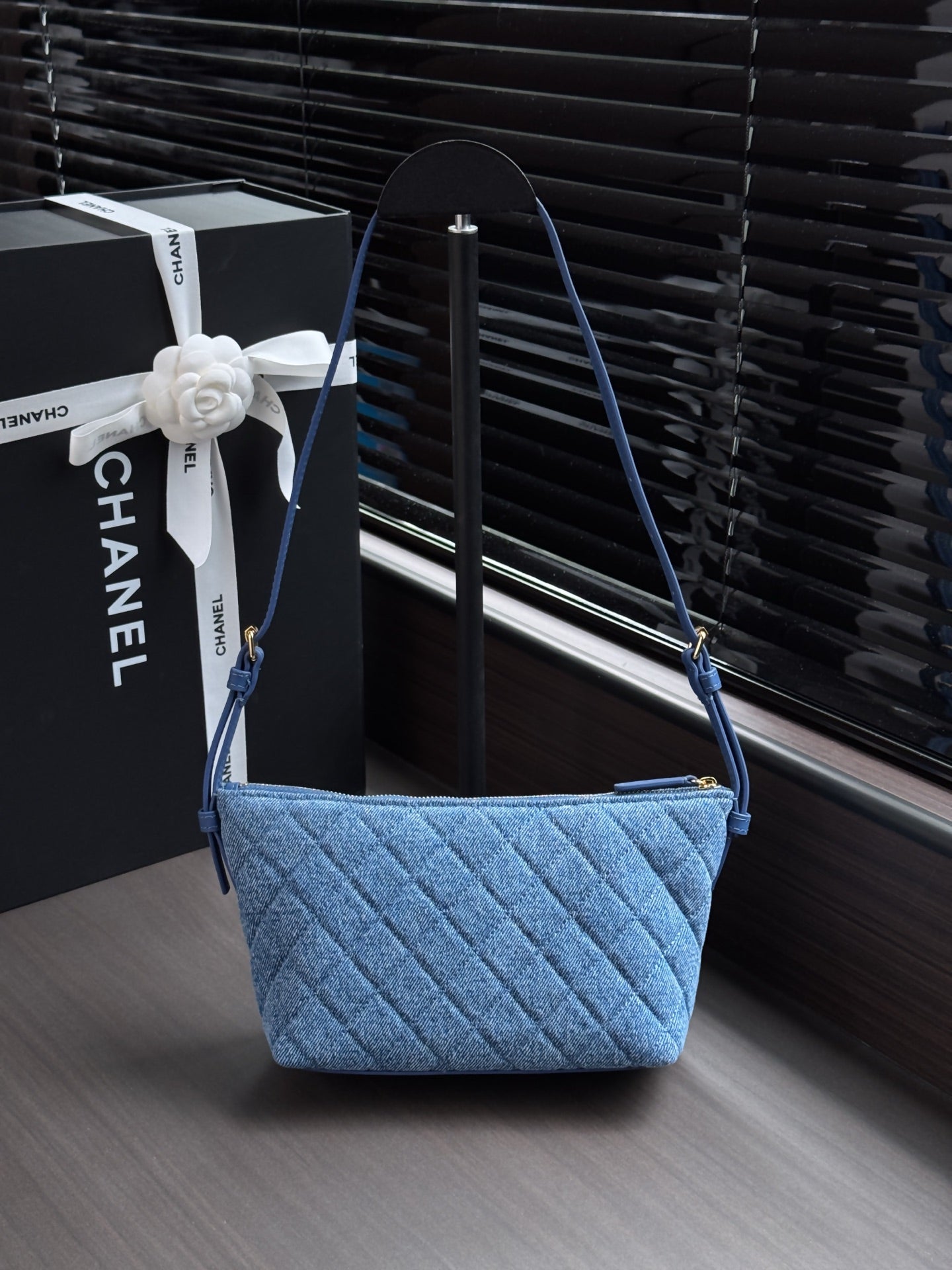 Chanel 2026 Clutch Bag 26cm Blue Denim Leather